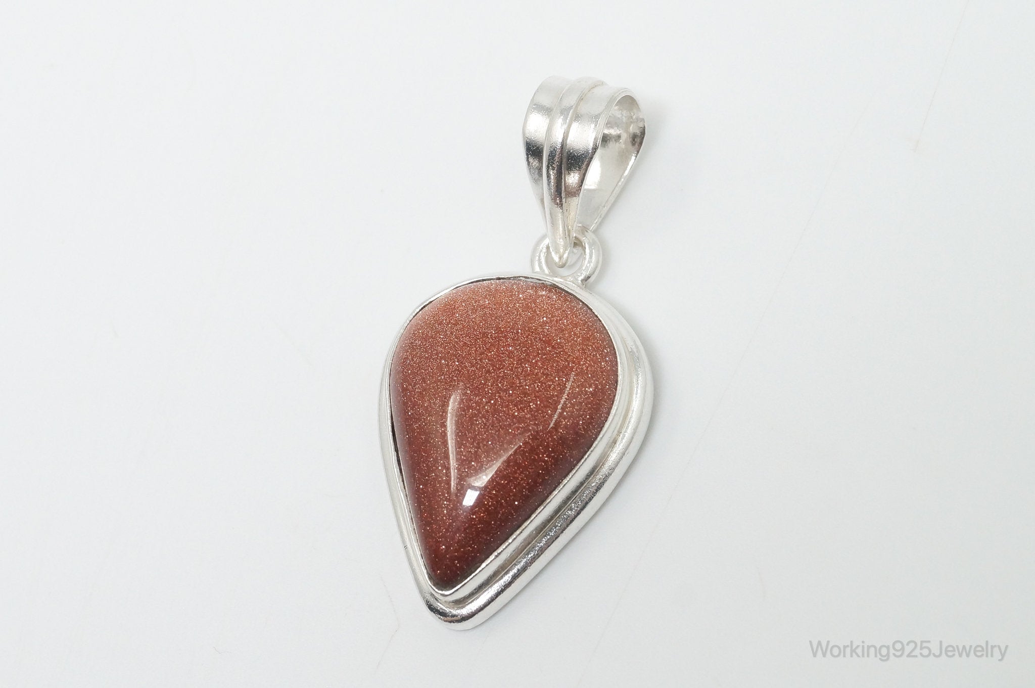 Vintage Large Goldstone Sterling Silver Southwestern Necklace Pendant