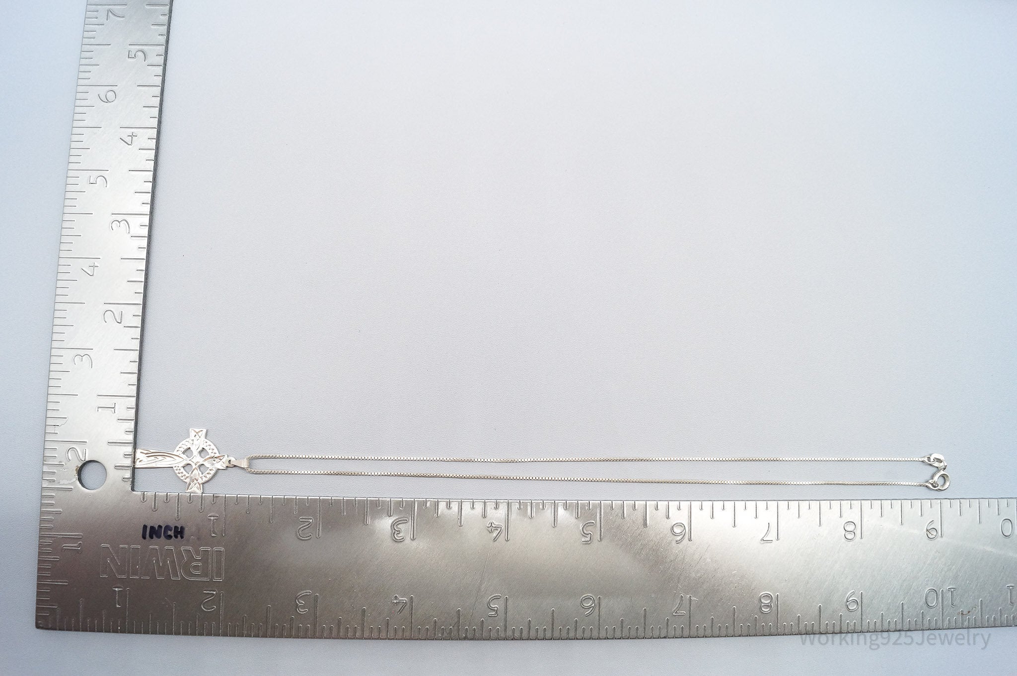 Vintage Irish Celtic Cross Sterling Silver Necklace 16"