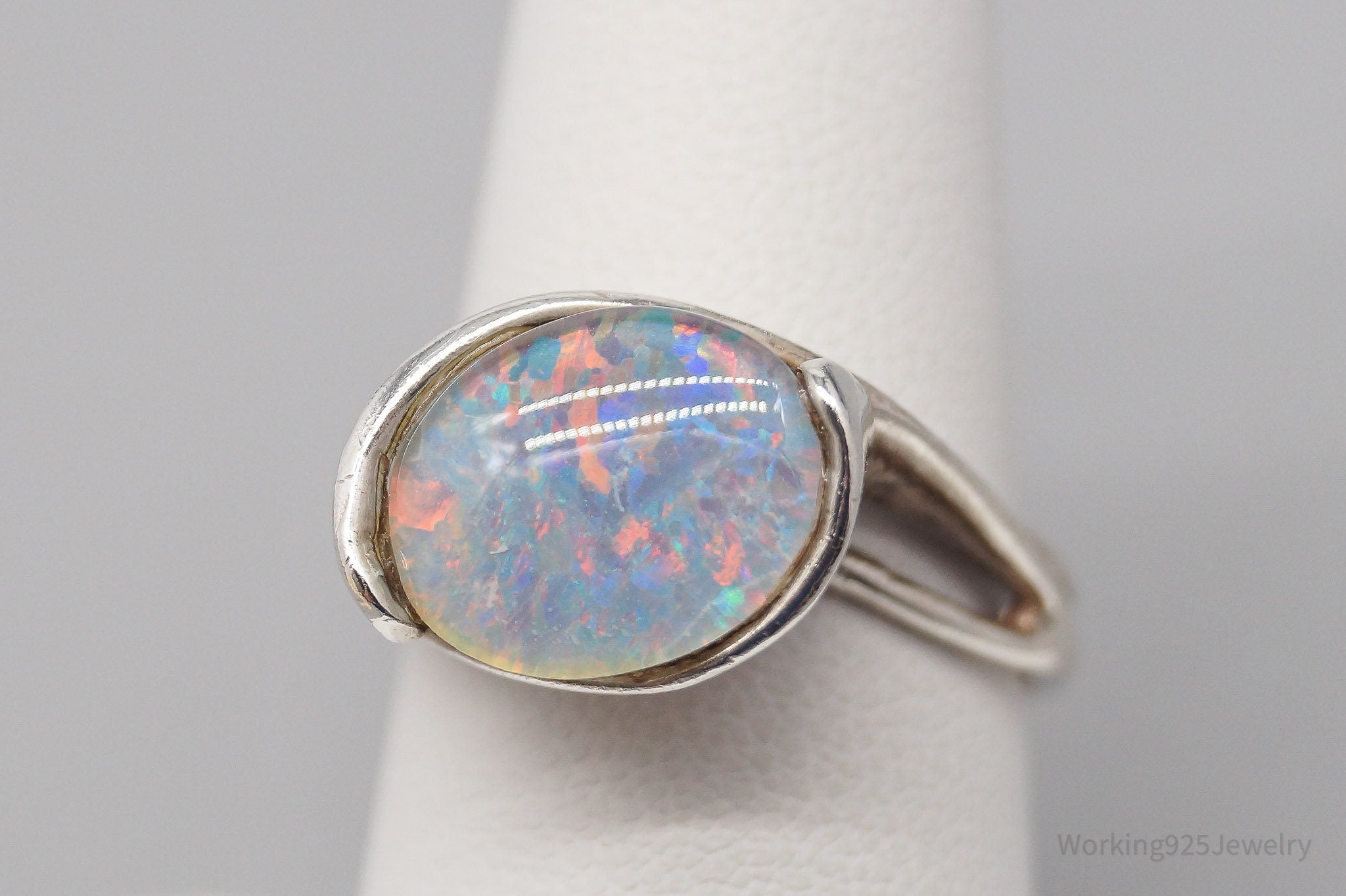 Vintage Opal Sterling Silver Ring - Size 7.5