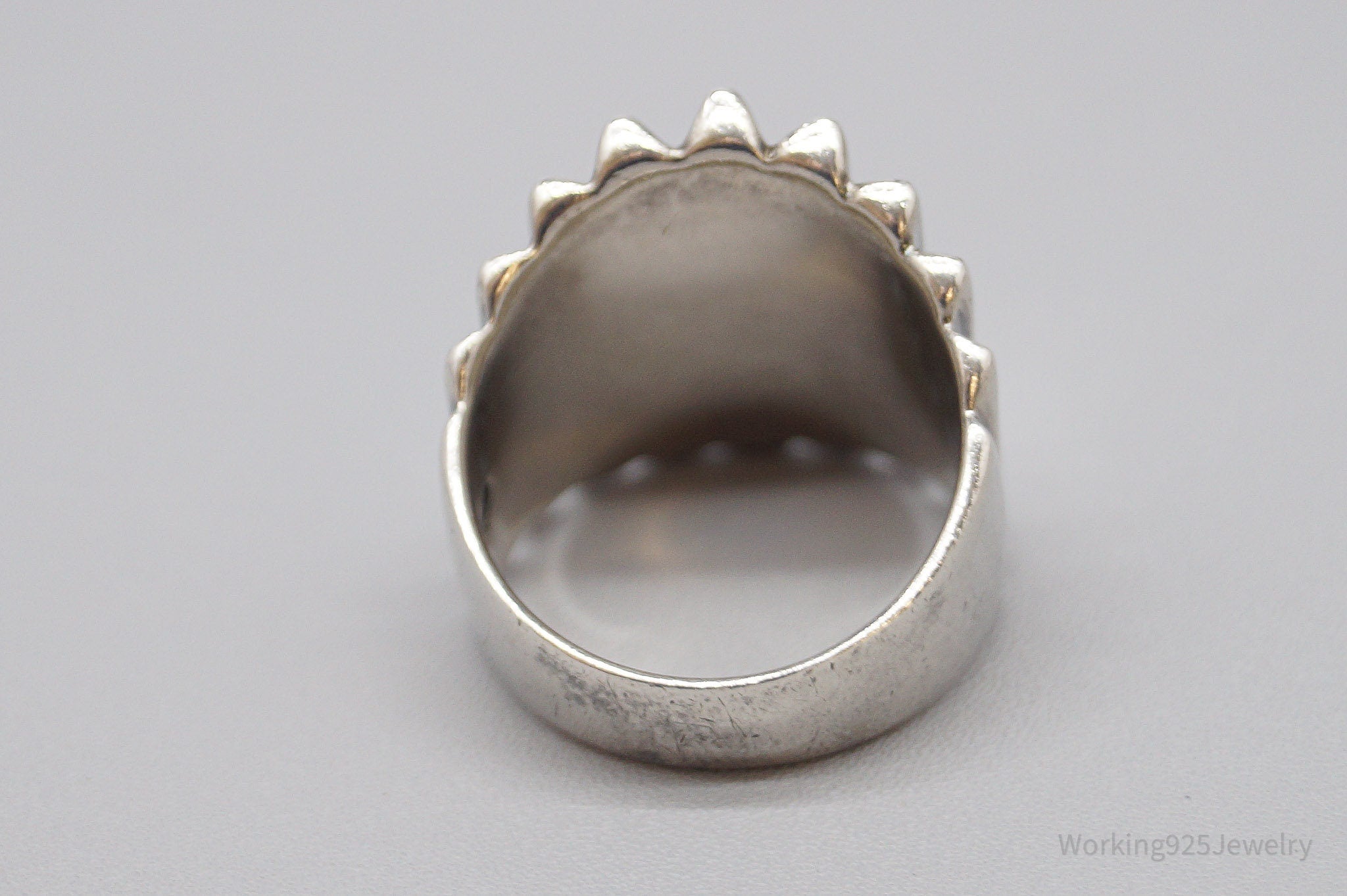 Vintage Puffy Ribbed Modernist Style Sterling Silver Ring - Size 7.75