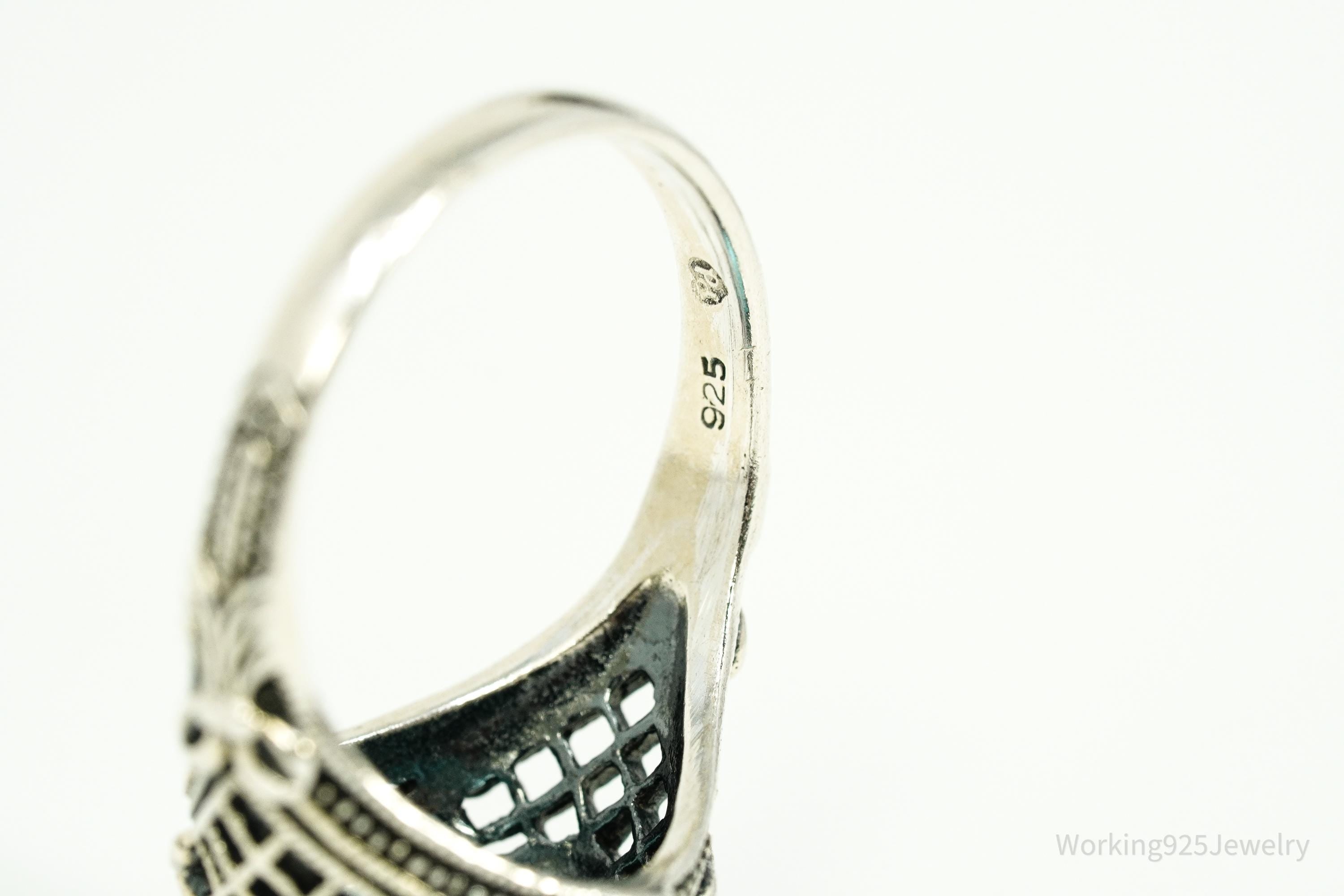 Vintage Blue Topaz Sterling Silver Ring - Size 7.75