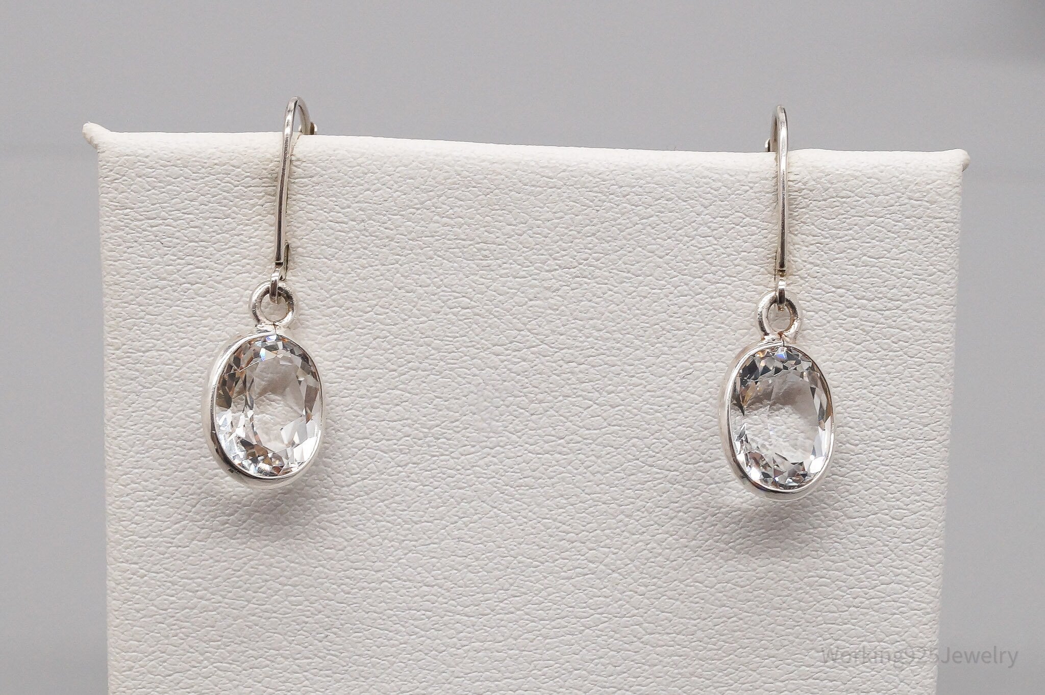Vintage White Topaz Sterling Silver Earrings