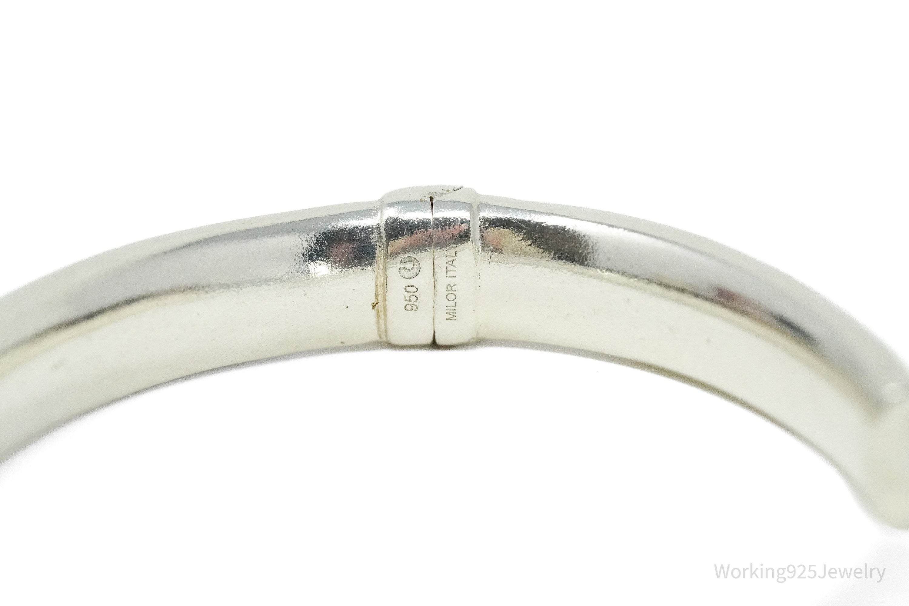 Vintage Italian Designer MILOR Heavy 950 Fine Silver Cuff Bracelet 6 5/8"