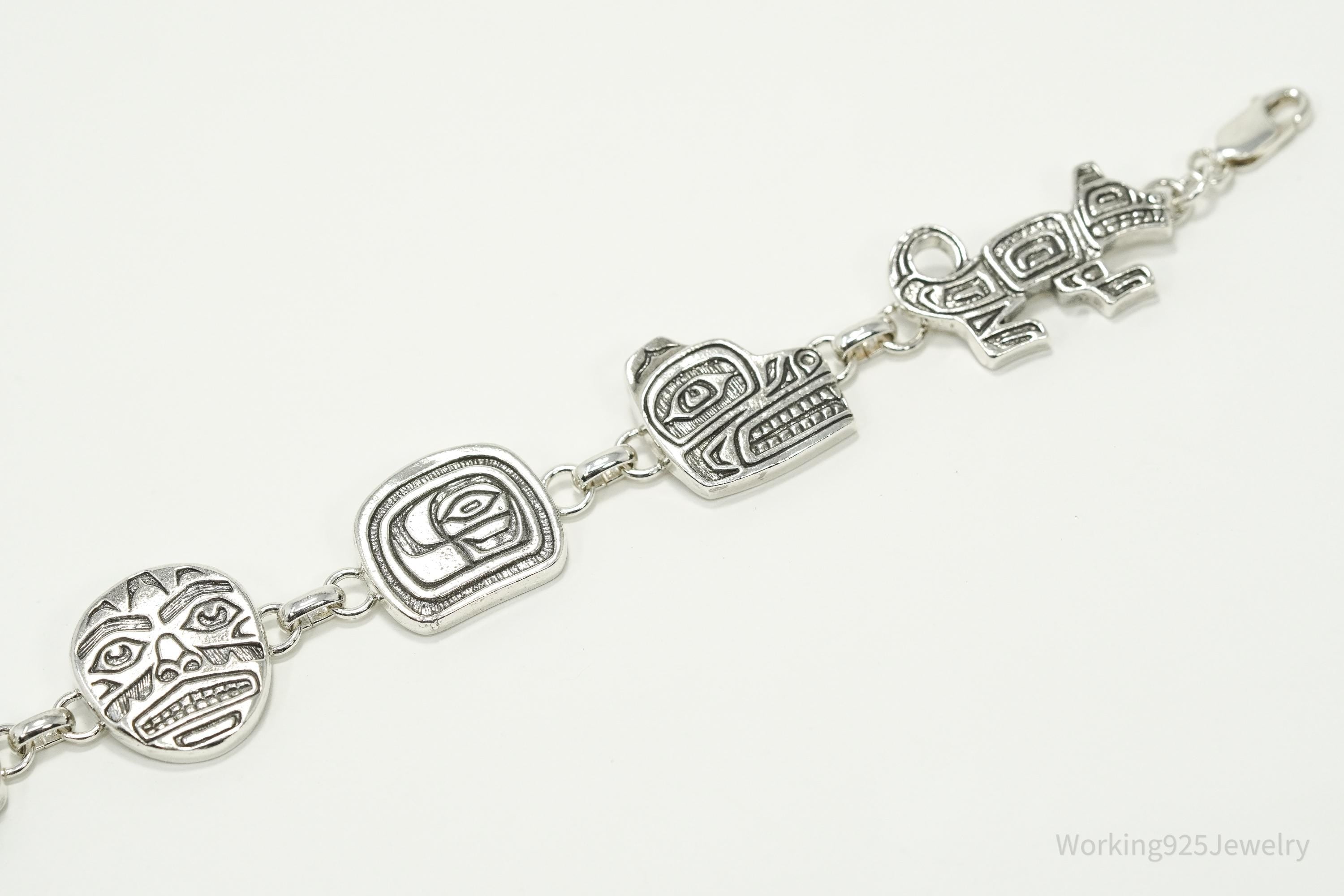 Rare Vintage 1994 Native American Carol Felley Sterling Silver Bracelet 7.25"