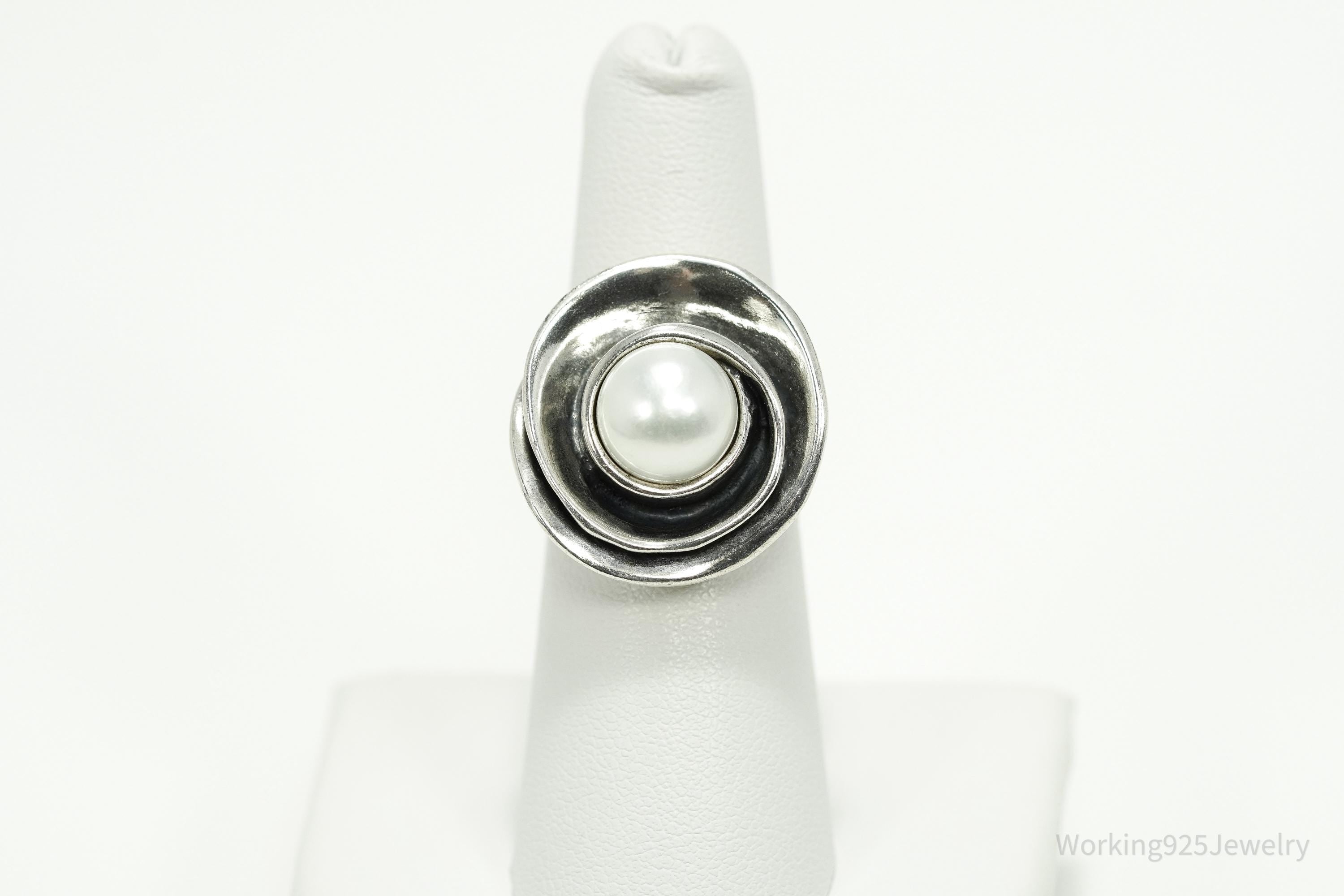 Vintage Silpada Retired Pearl Sterling Silver Ring - Size 6.25