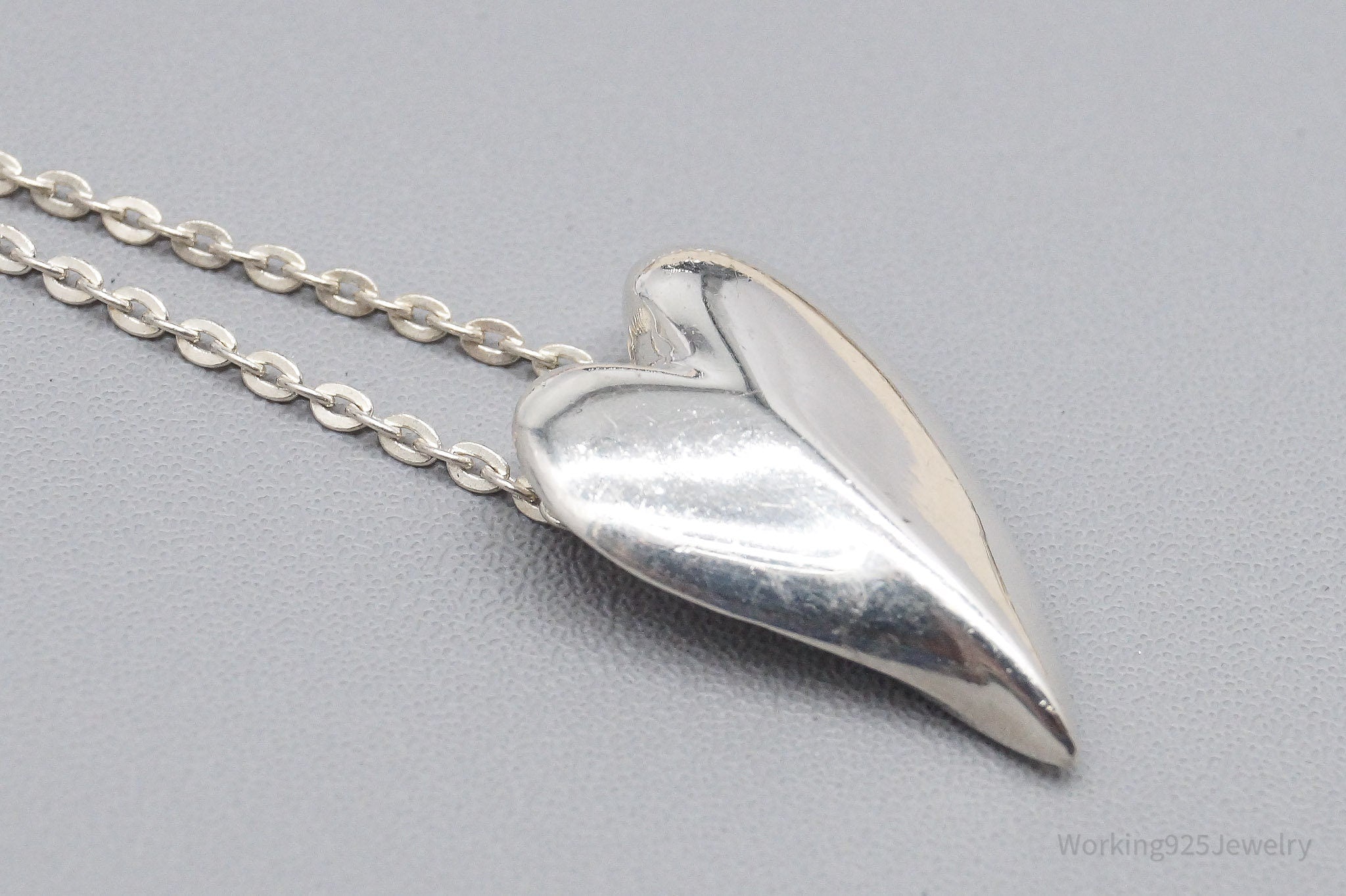 Vintage Kit Heath Modernist Heart Sterling Silver Chain Necklace - 16"