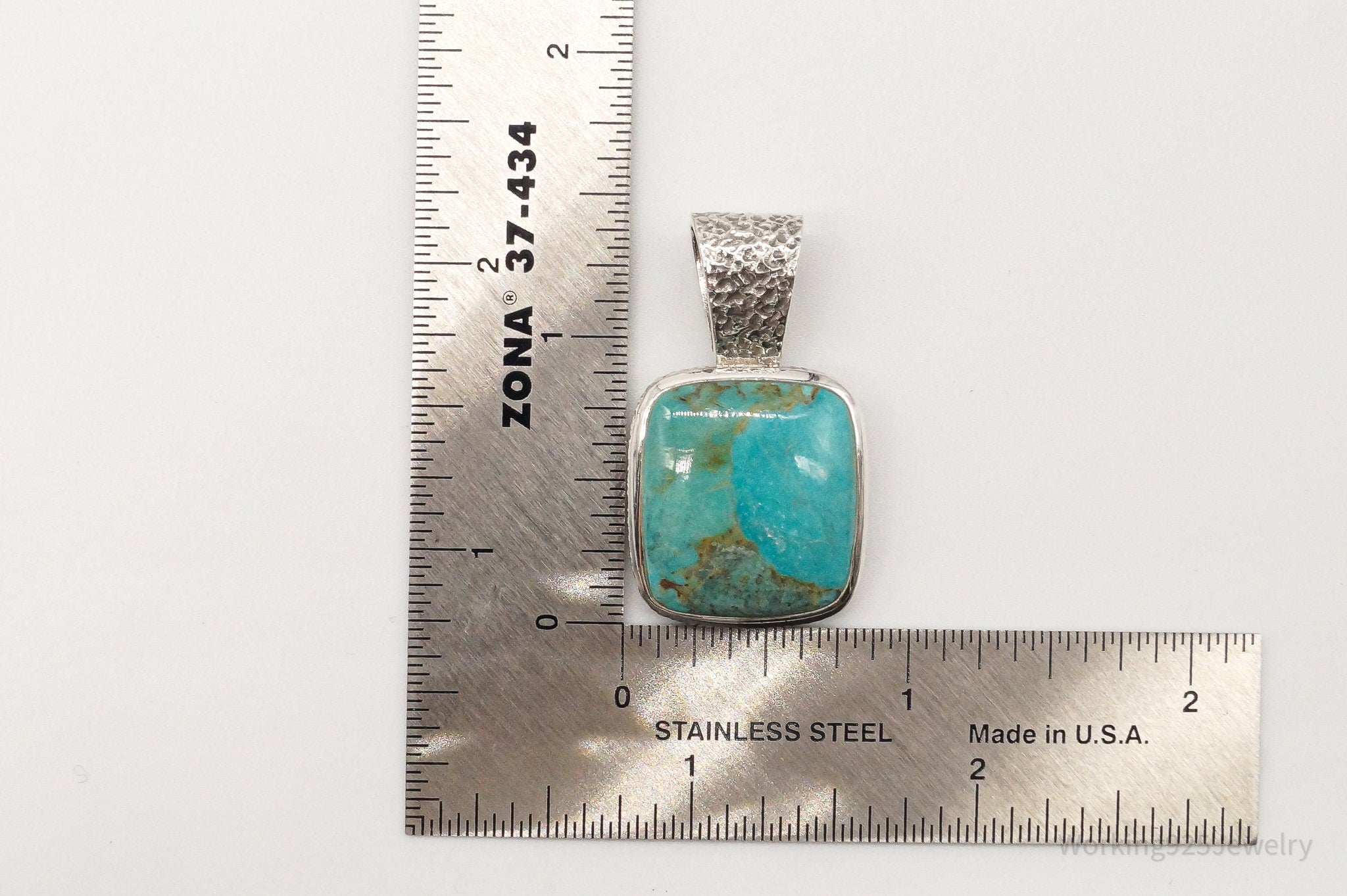 Vintage Thai Designer NK Turquoise Sterling Silver Pendant