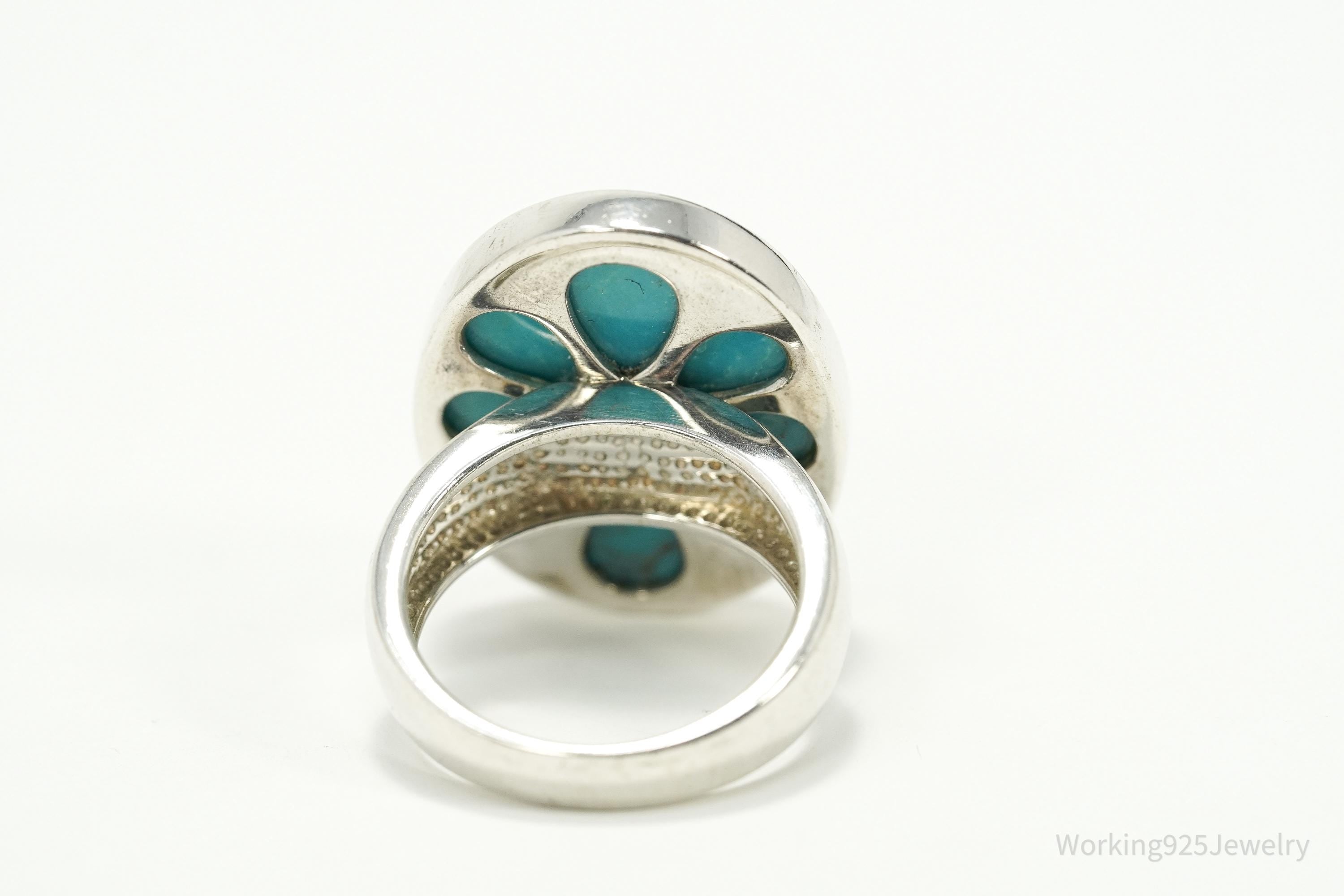 Vintage Whitney Kelly WK Sterling Silver Ring • Large Turquoise Size 6.75