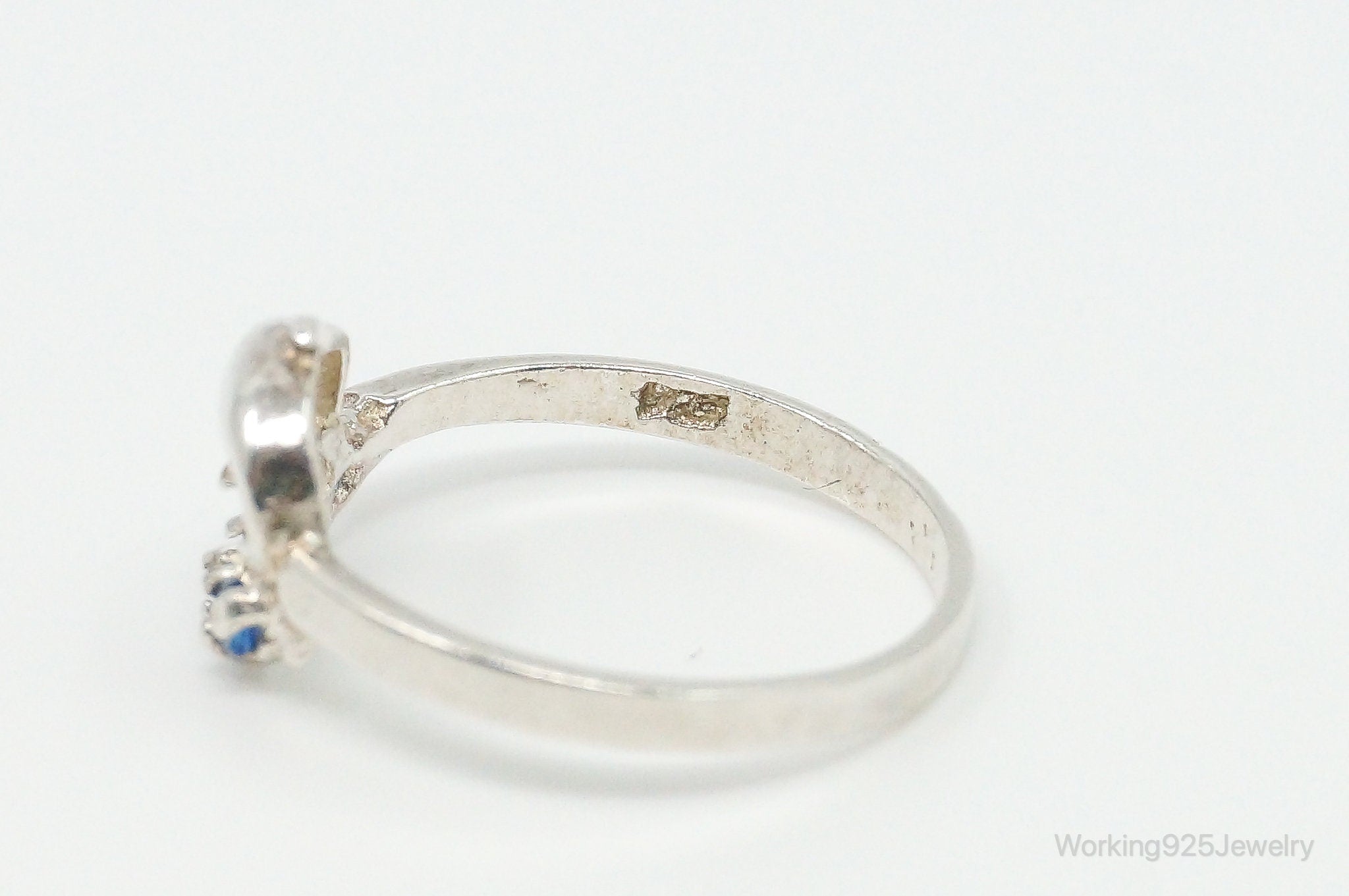 Blue Topaz Dolphin Sterling Silver Ring - Size 6.5