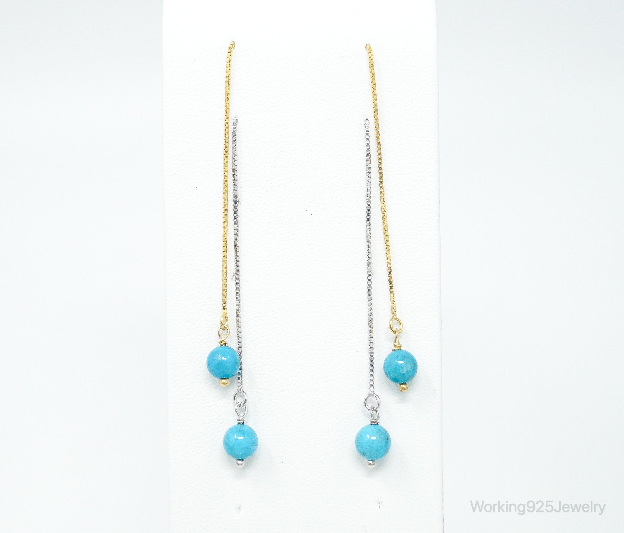 Turquoise Gold Vermeil Sterling Silver Earrings Set