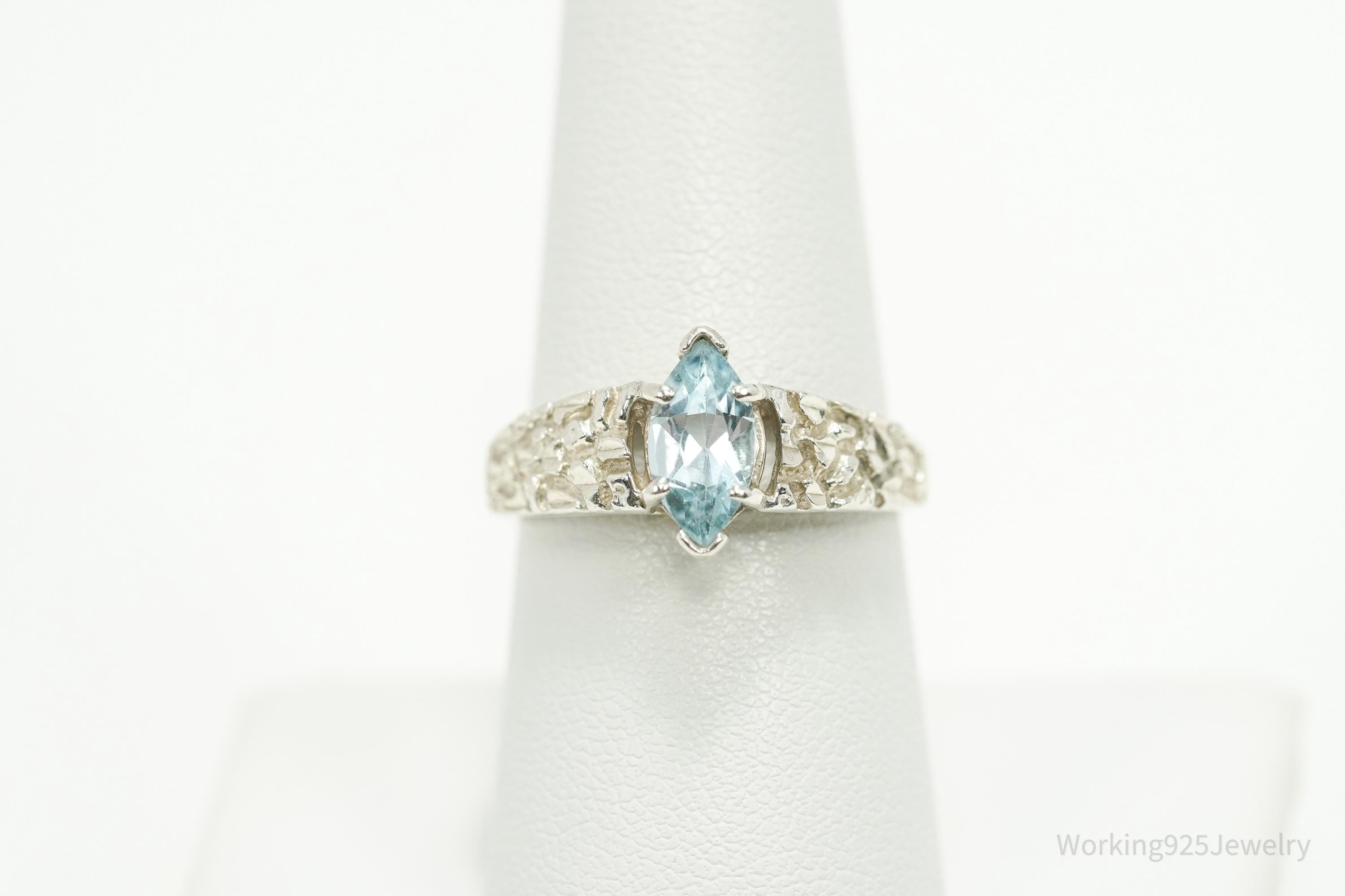 Vintage Designer Kabana Blue Topaz Sterling Silver Ring - Size 8