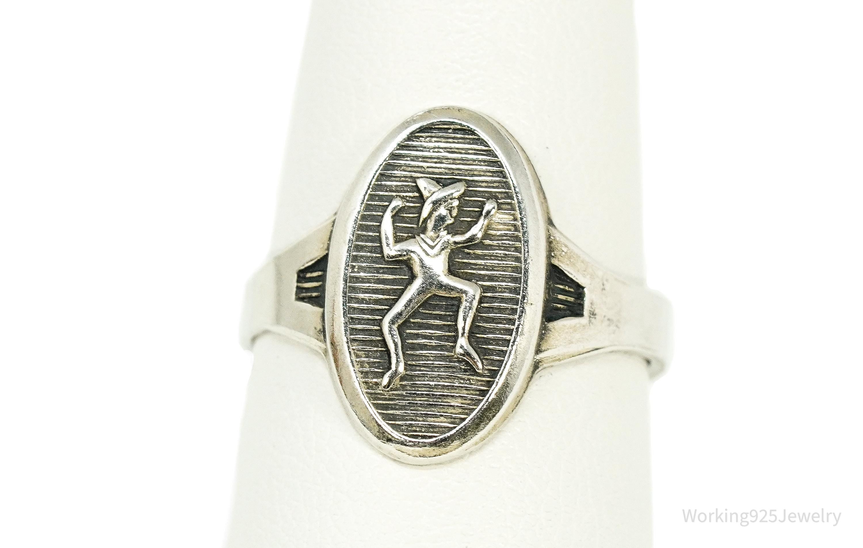 Vintage 1940s Girl Scout Brownie Scouts Sterling Silver Ring - Size 8 Adjustable