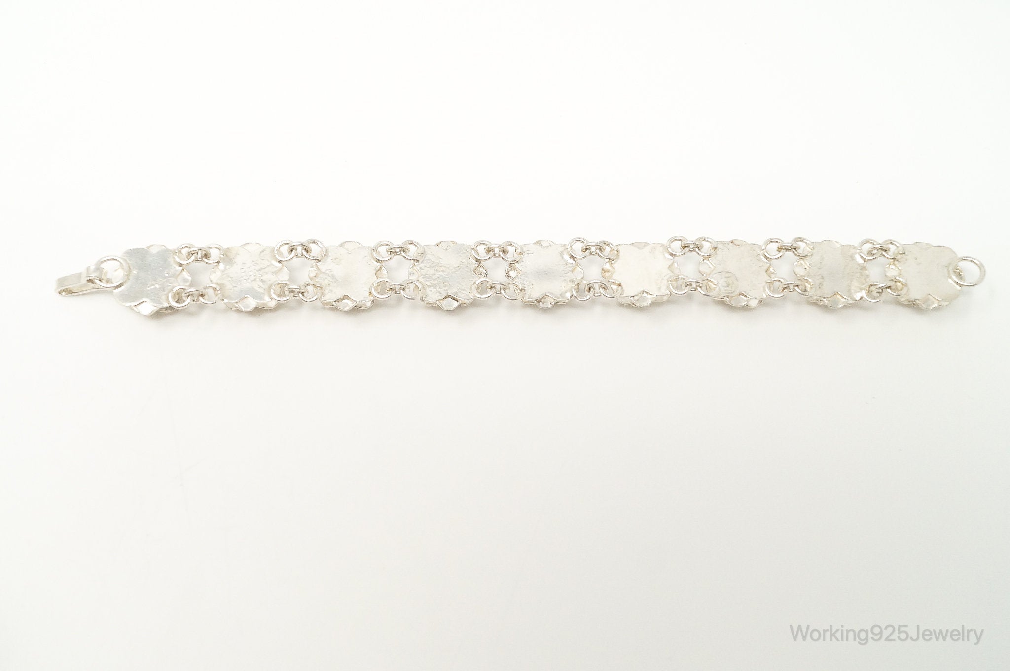 Vintage Mexico 3D Flowers Bloom Sterling Silver Bracelet