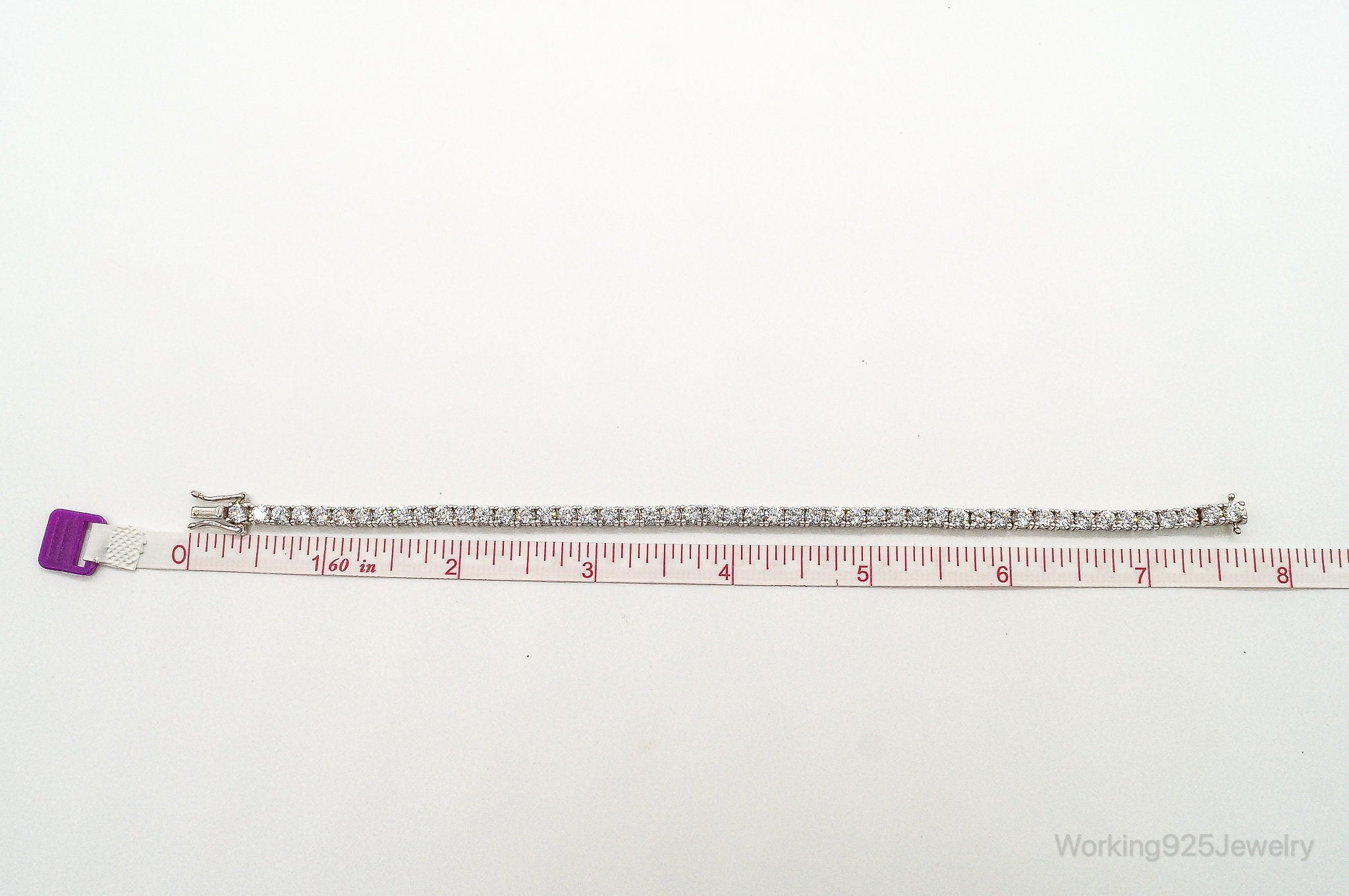 Vintage Cubic Zirconia Sterling Silver Tennis Bracelet