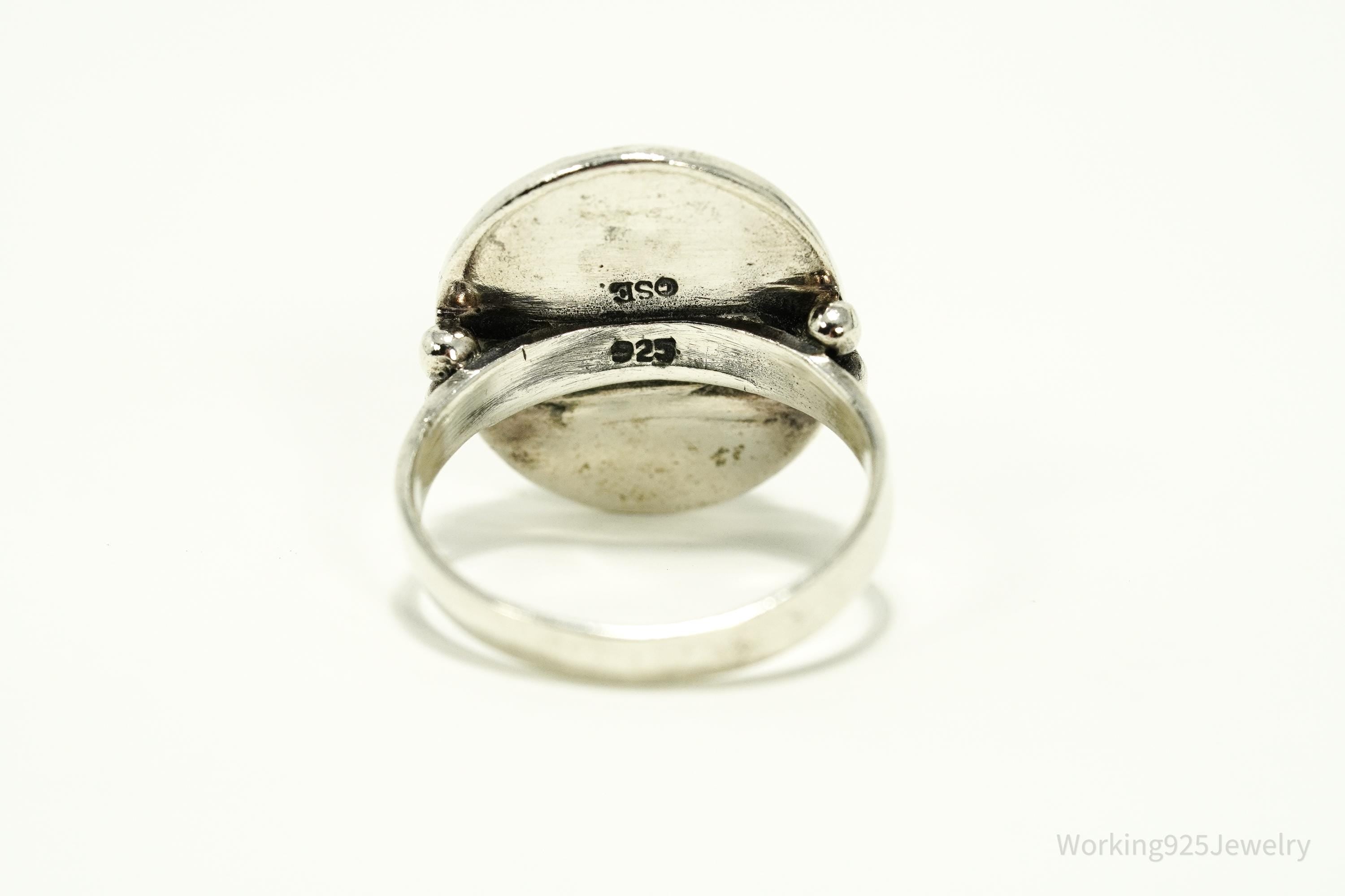 Vintage Black Onyx Sterling Silver Ring - Size 8.25