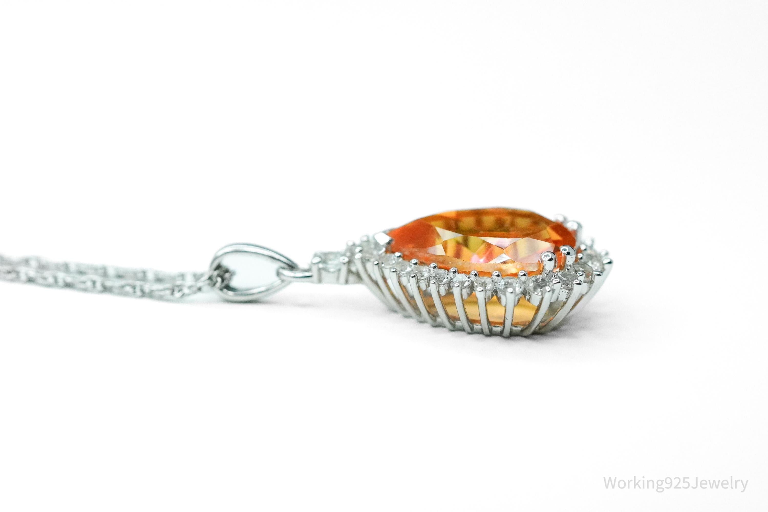 JTV's TGGC Orange Mystic Topaz & White Topaz Sterling Silver Necklace 18"