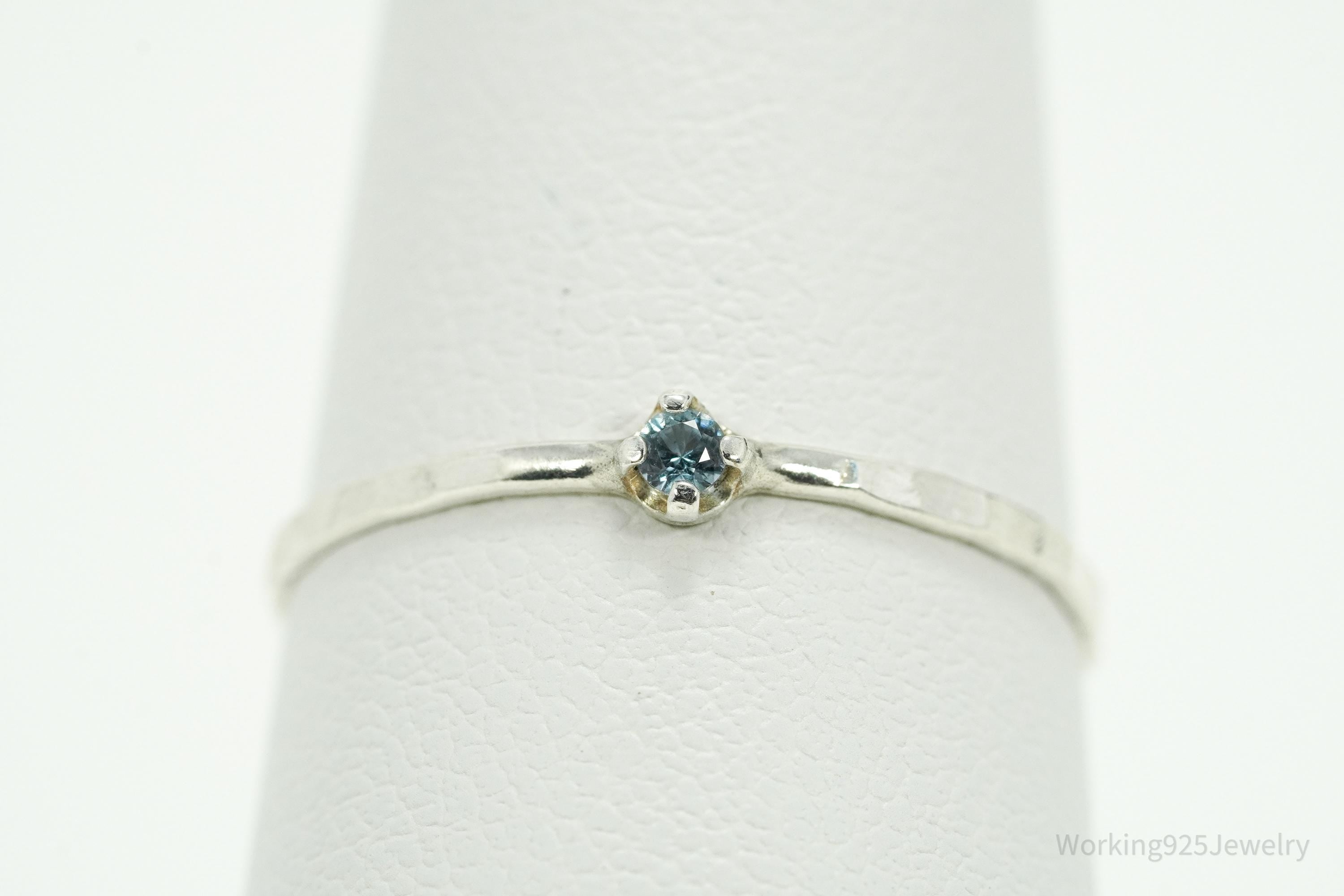 Vintage Blue Topaz Silver Ring - Size 7.25