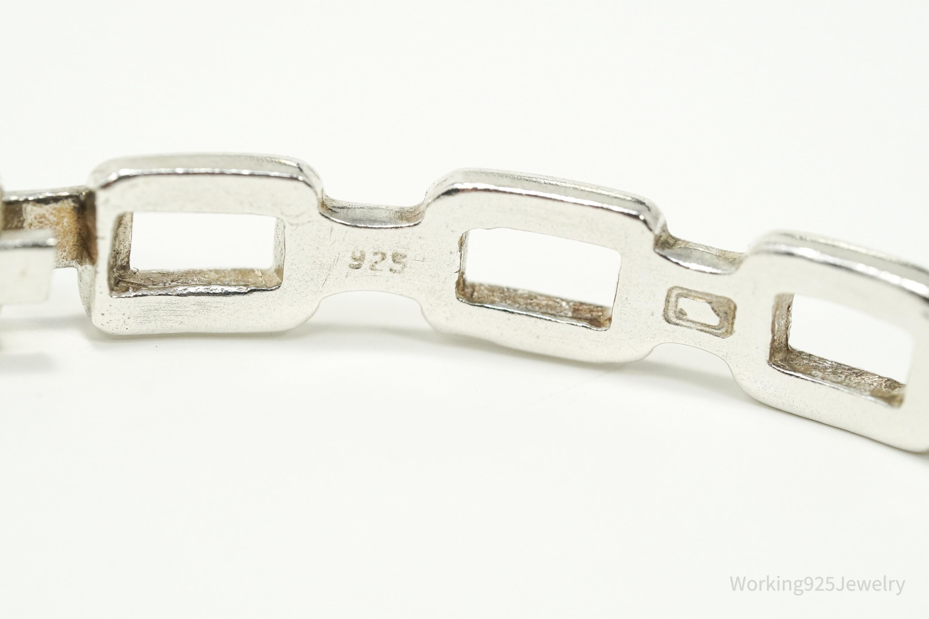 Vintage Chain Link Design Sterling Silver Bracelet - 7 5/16"