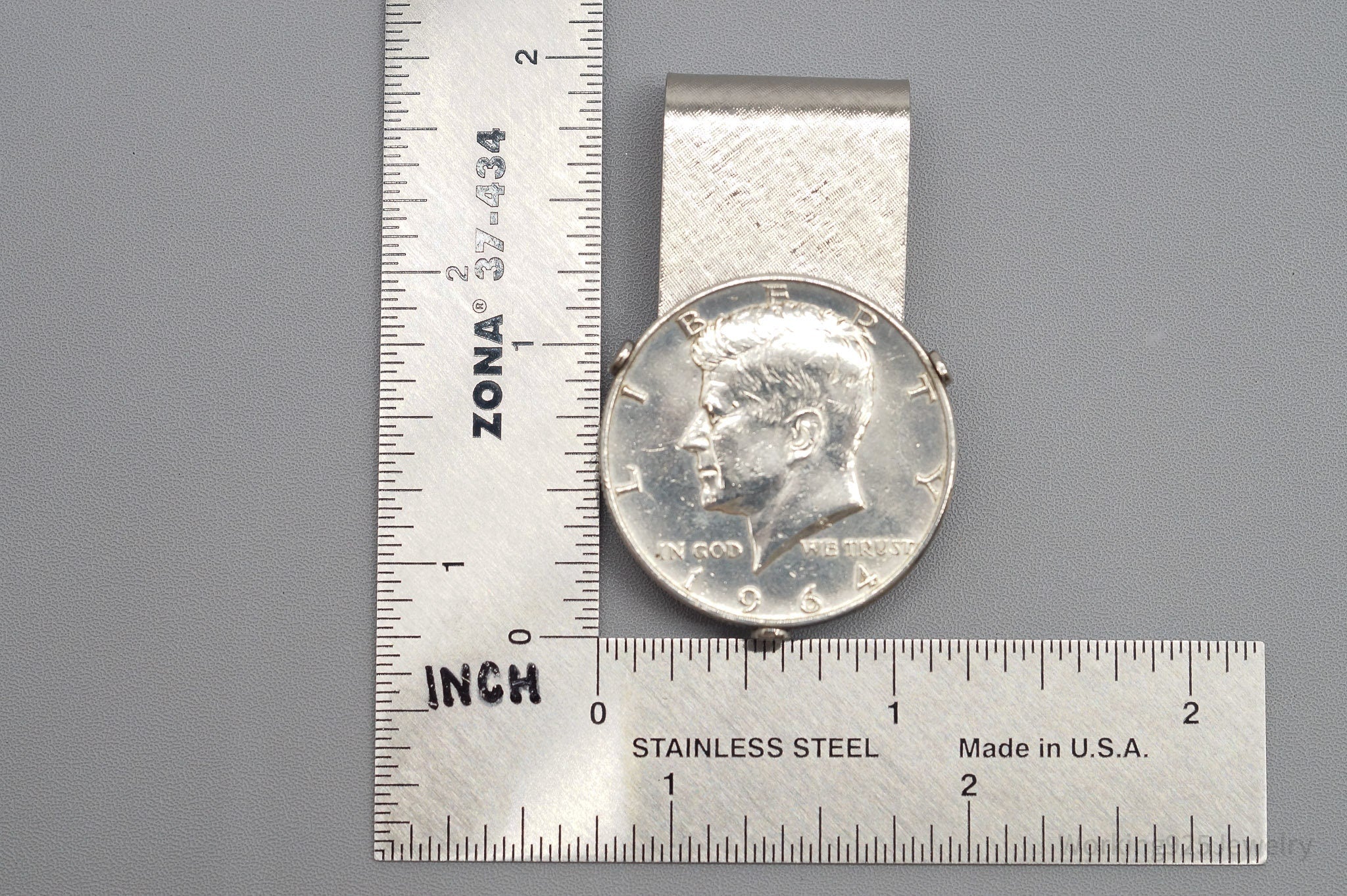 Vintage 1964 Silver Kennedy Half Dollar Coin Silver Money Clip