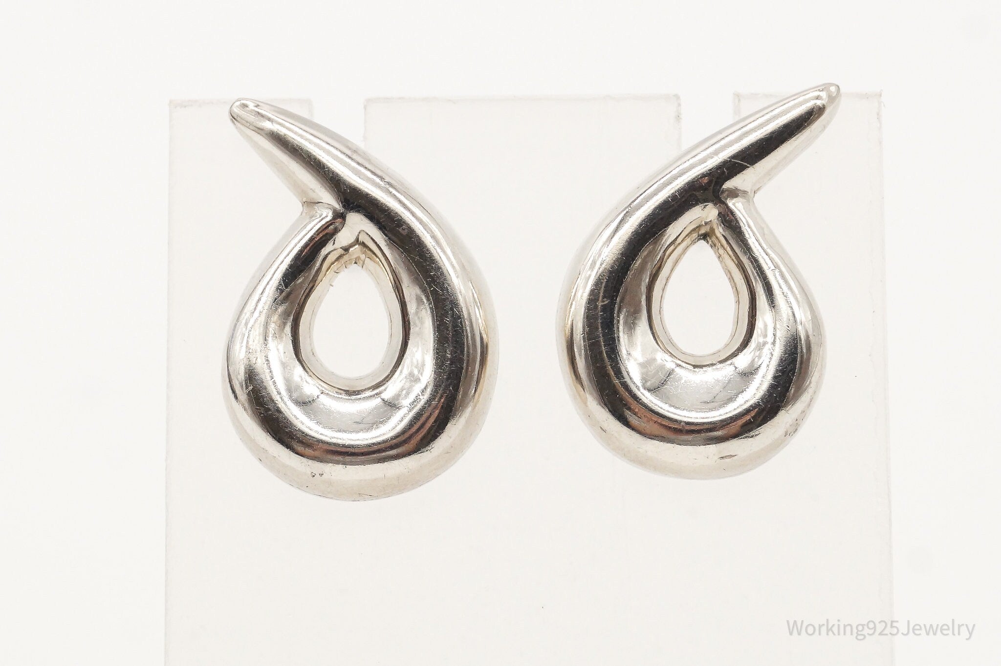 Vintage Mexico Modernist Sterling Silver Earrings