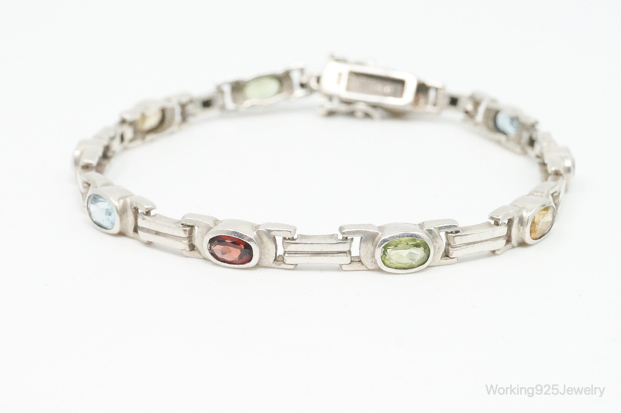 Vintage Multi Gem Sterling Silver Bracelet