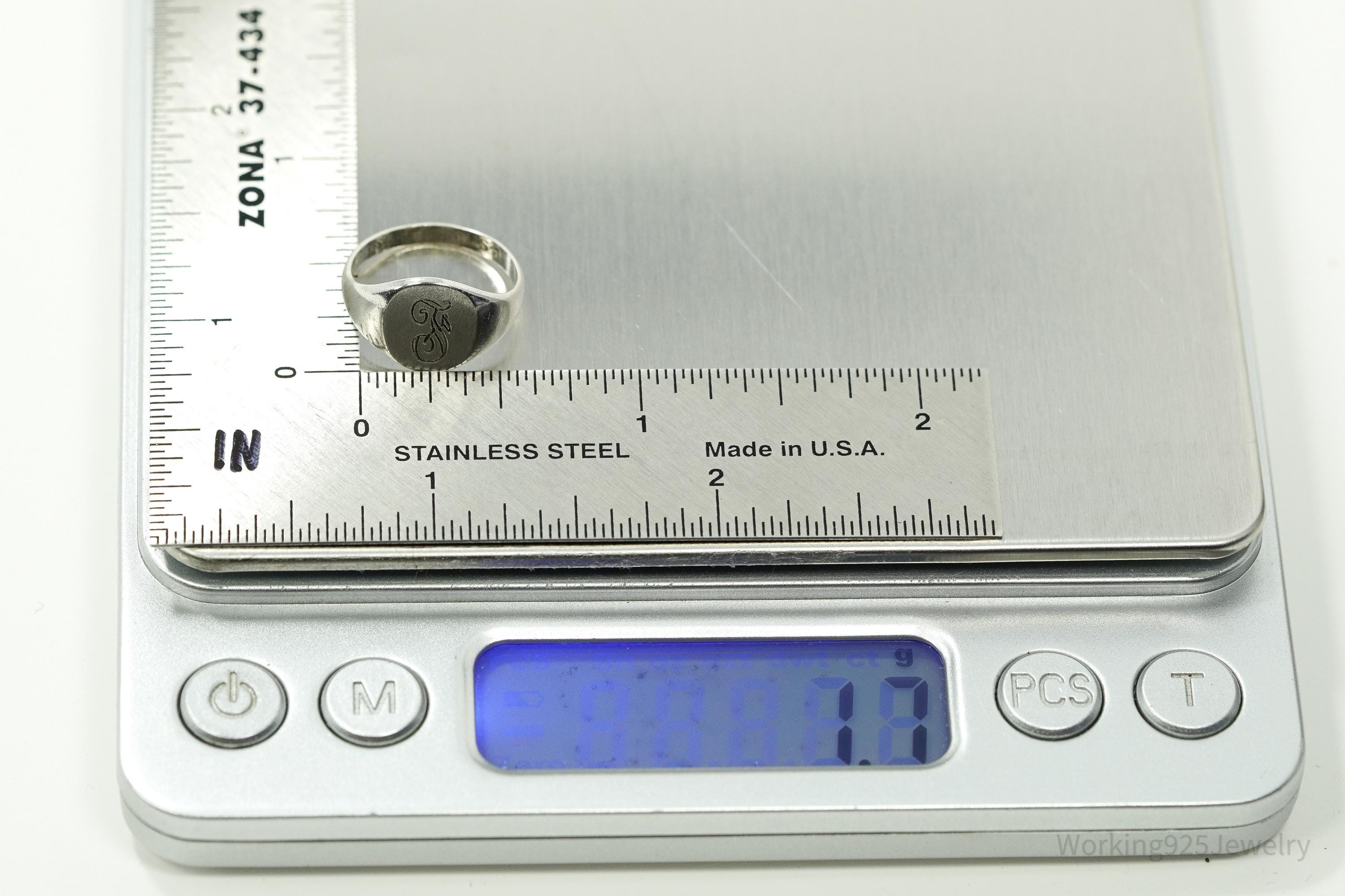 Antique Uncas MFG Co F Letter Sterling Silver Ring - Size 4