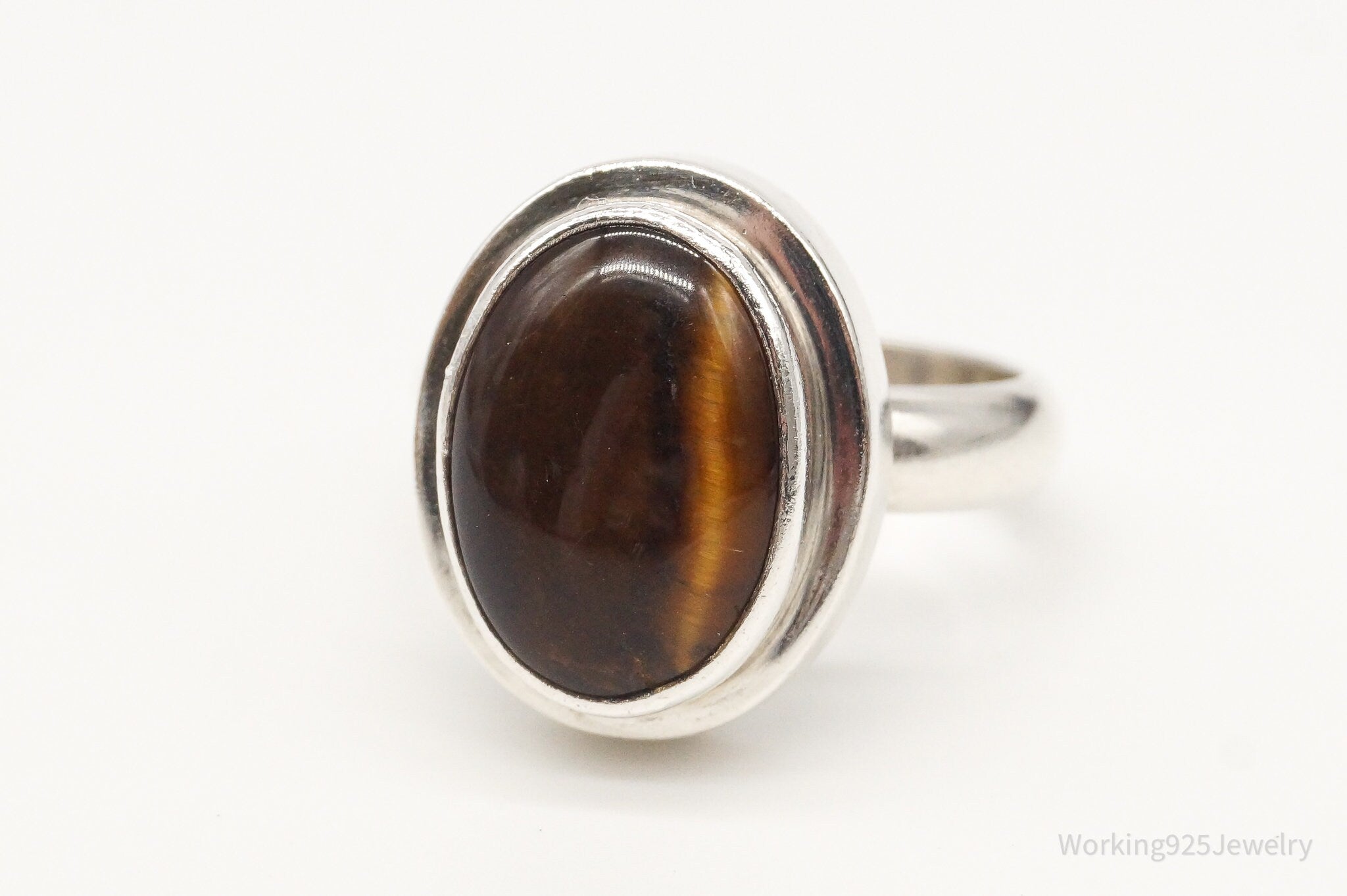 Vintage Tigers Eye Sterling Silver Ring - Size 7