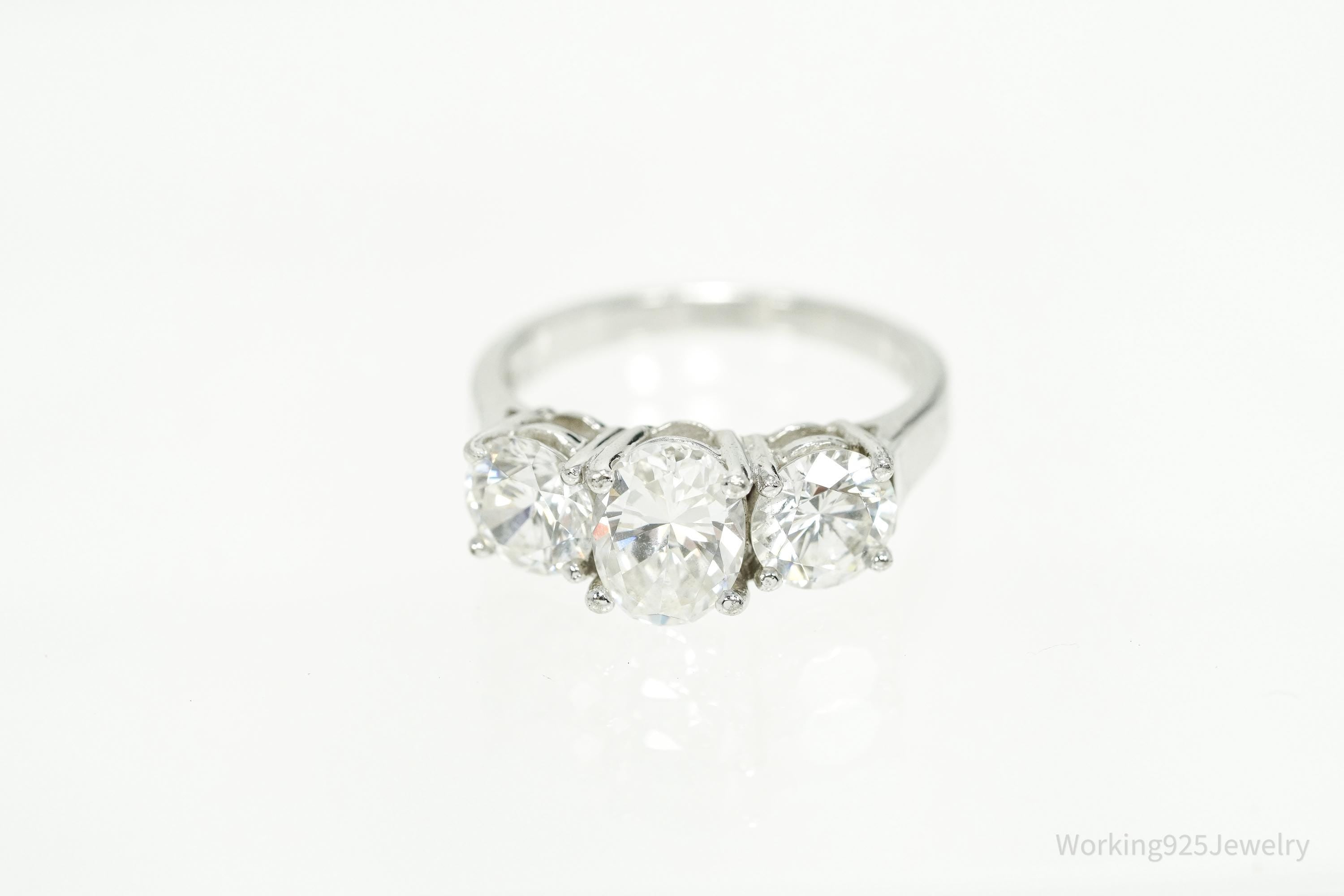 Vintage Cubic Zirconia Sterling Silver Ring - Size 6