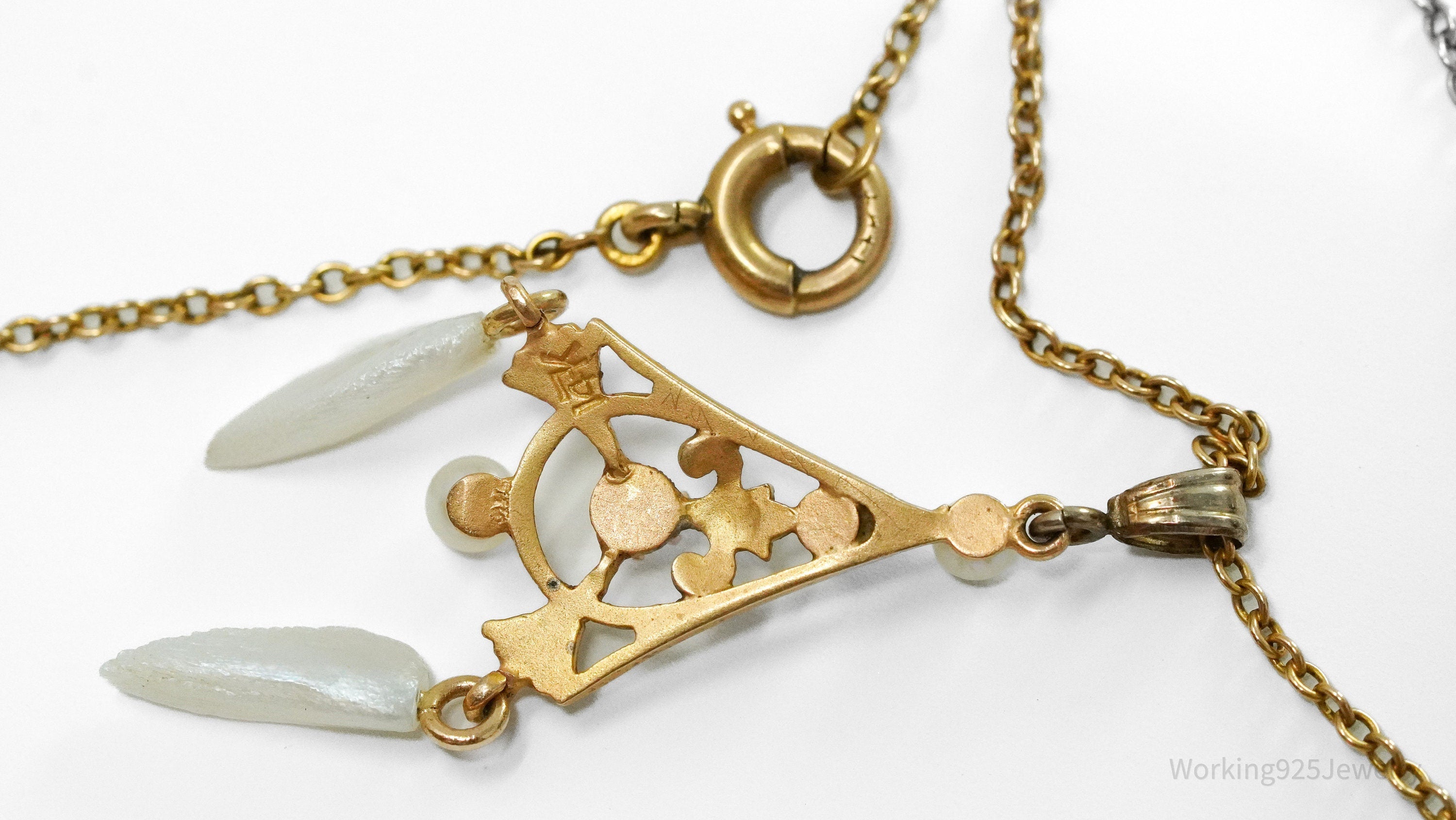 14K Yellow Gold, Pearl & Diamond Pendant Necklace