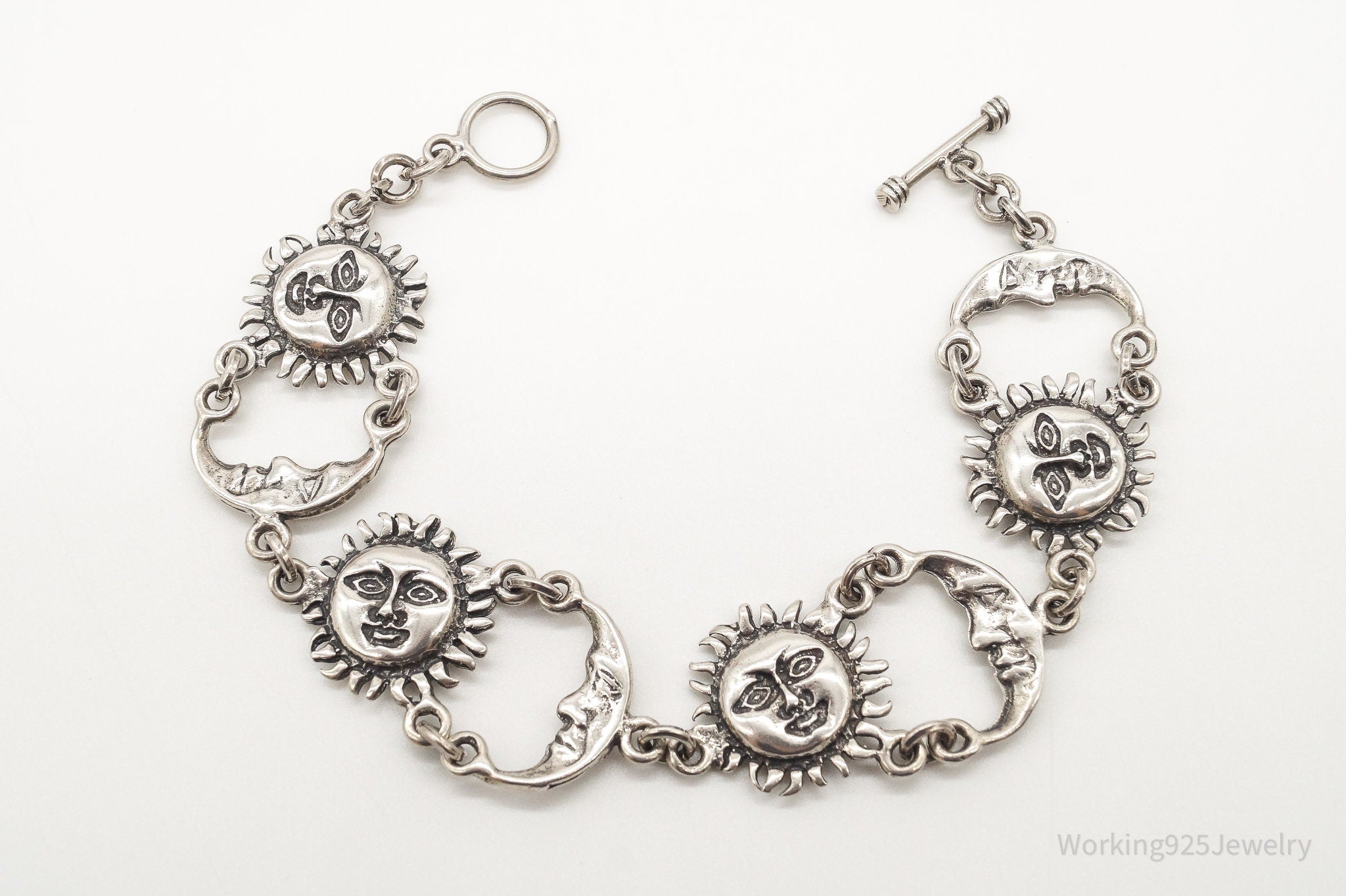 Vintage Mexico Sun & Moon Sterling Silver Bracelet