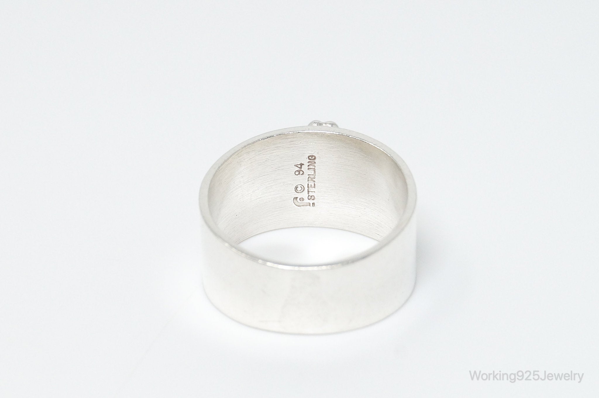 Vintage Native American Carol Felley Rose Quartz Sterling Silver Band Ring SZ 9