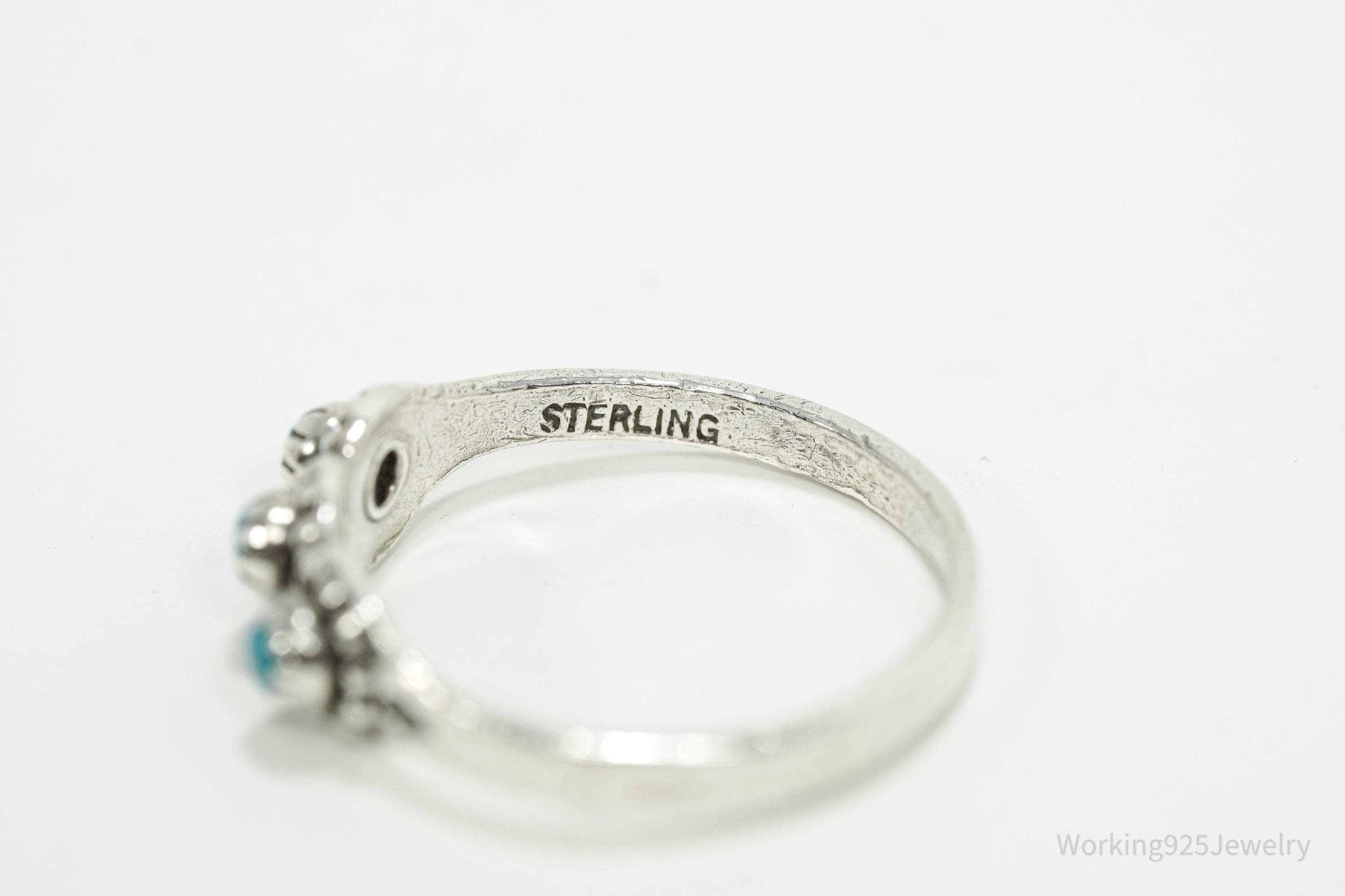 Vintage Native Bell Trading Post Turquoise Sterling Silver Ring - Size 4