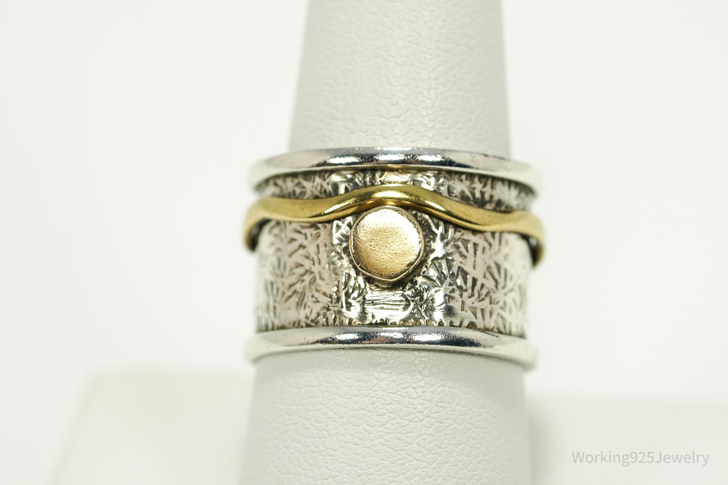 Vintage Brass Sterling Silver Band Ring- Size 9.75