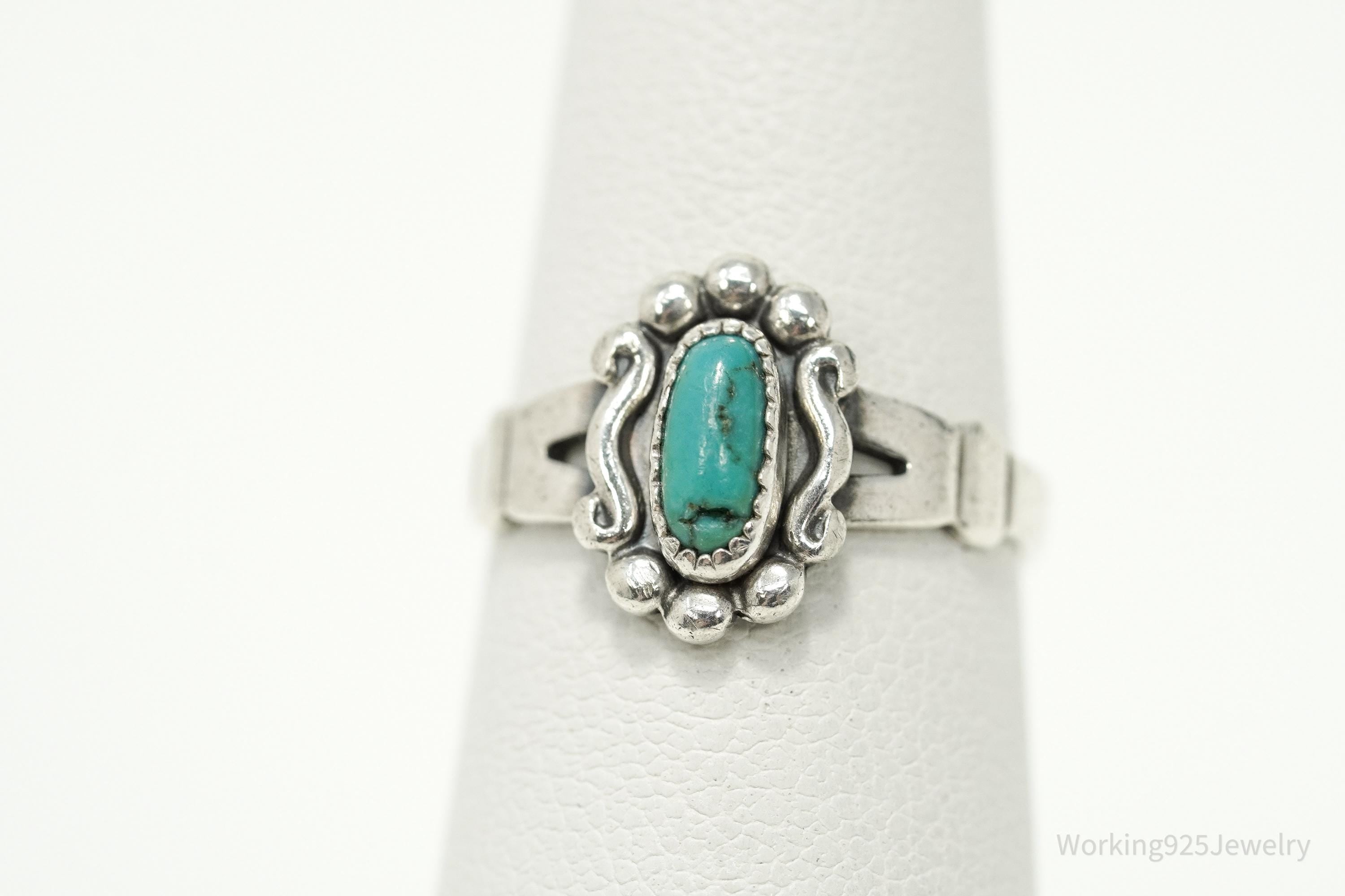 Vintage Native Bell Trading Post Turquoise Sterling Silver Ring - Size 5.25