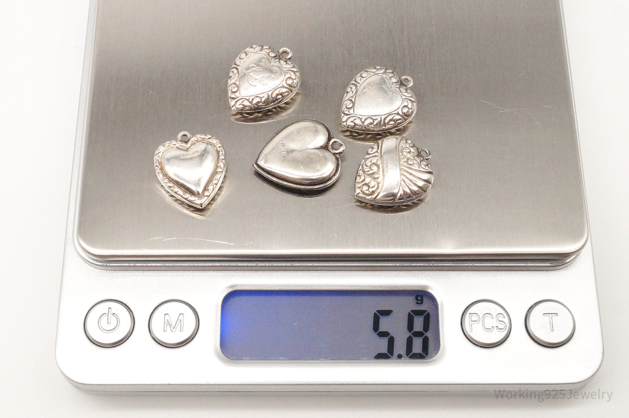 Vintage Puffy Hearts Sterling Silver Charms Lot