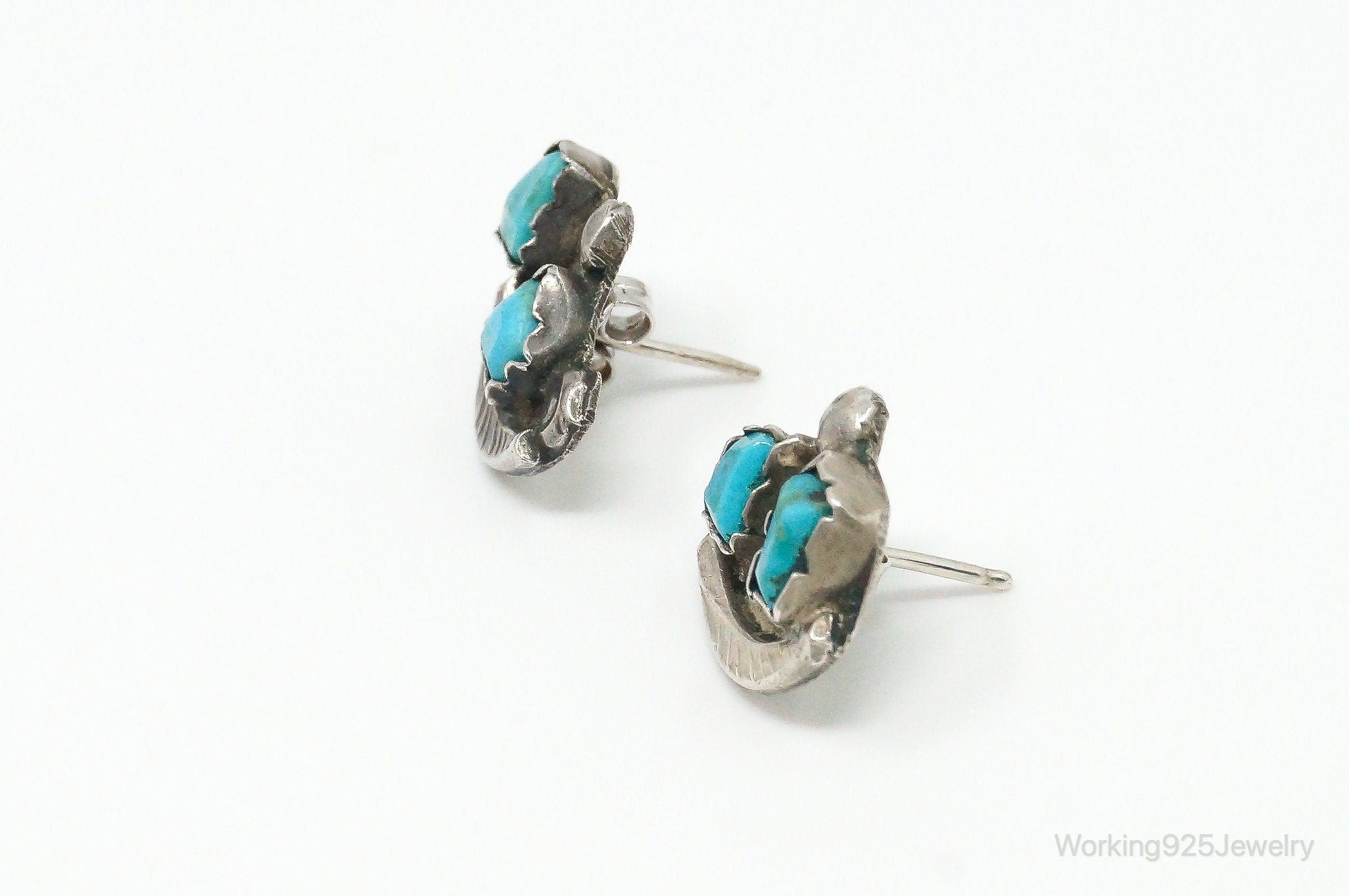 Vintage Native American Turquoise Sterling Silver Earrings