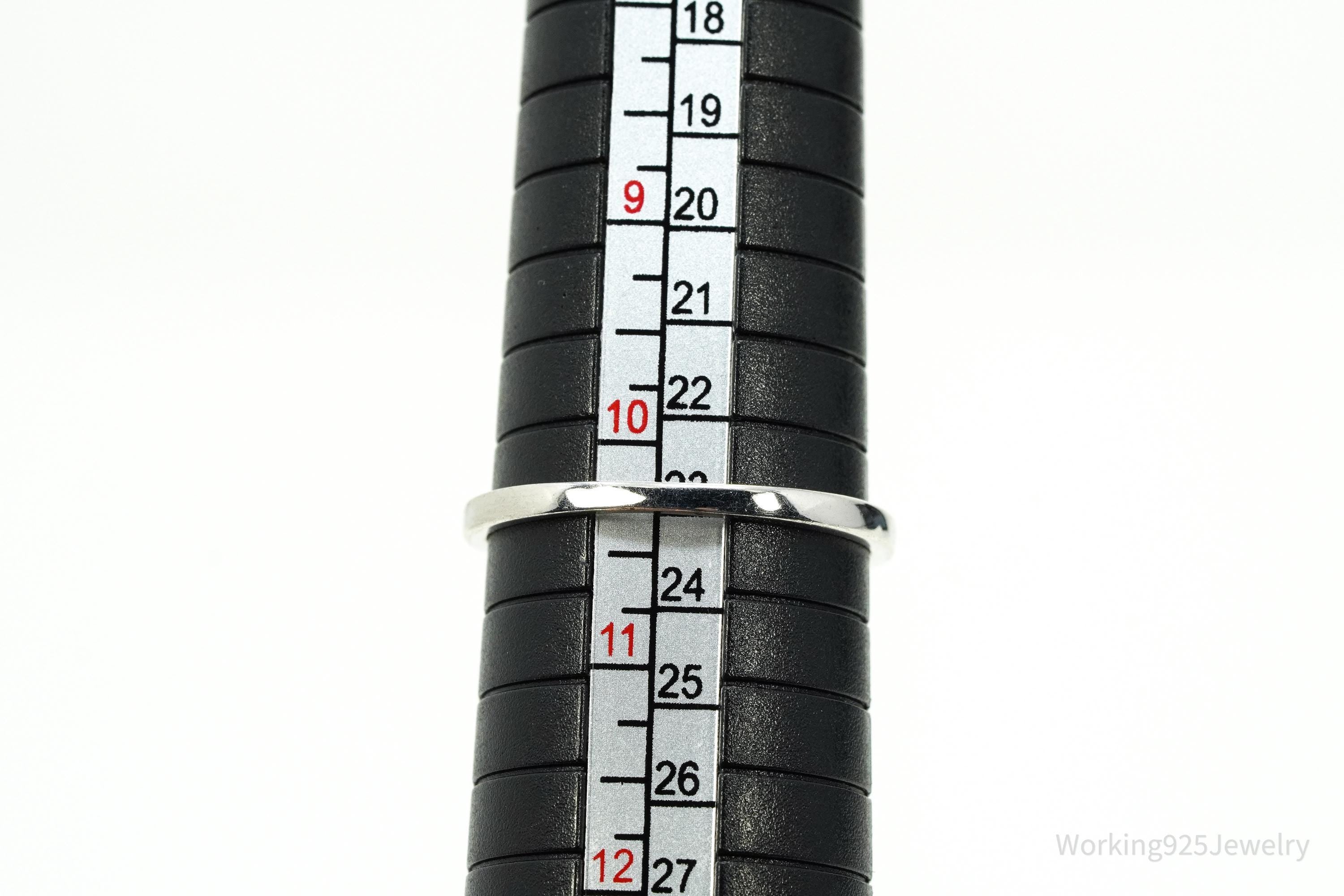 Vintage Cubic Zirconia Heart Sterling Silver Ring - Size 10.25