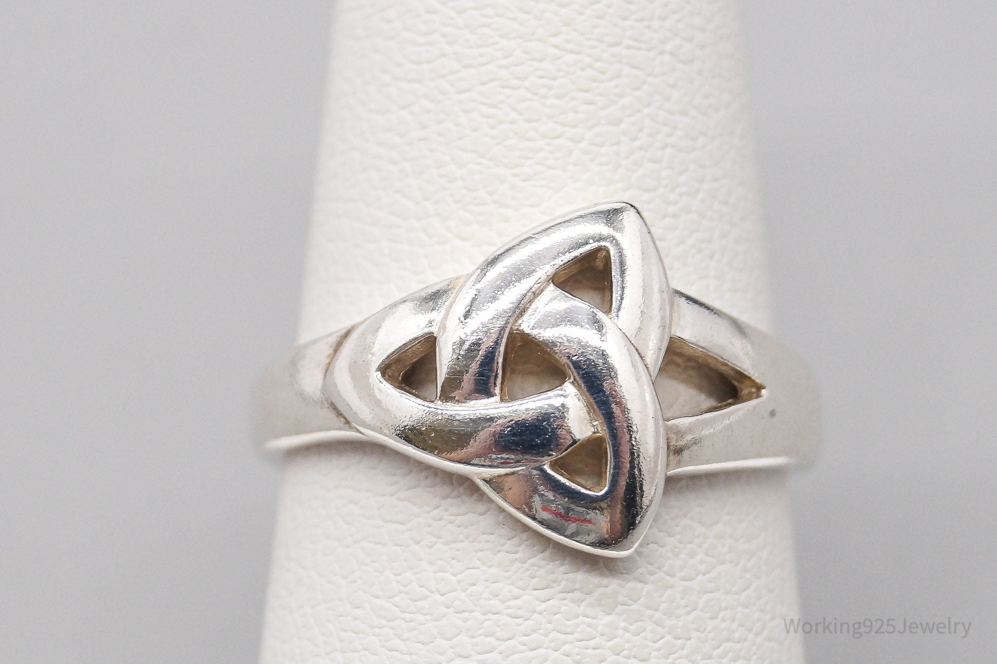 Vintage Irish Designer Trinity Celtic Knot Sterling Silver Ring - Size 7