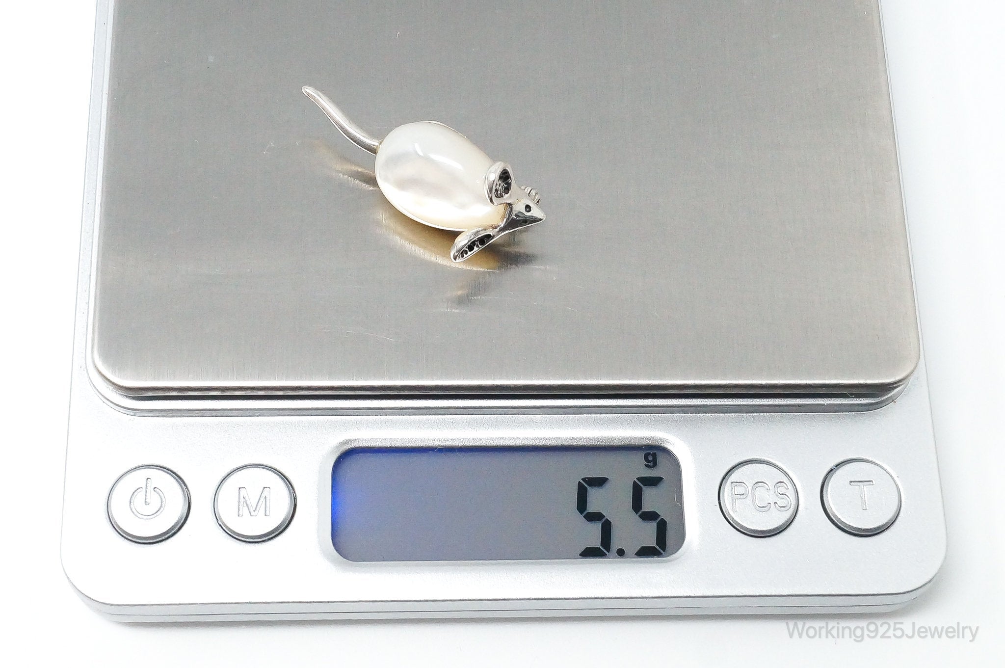 Vintage Mother Of online Pearl Mouse Sterling Silver Brooch Pin