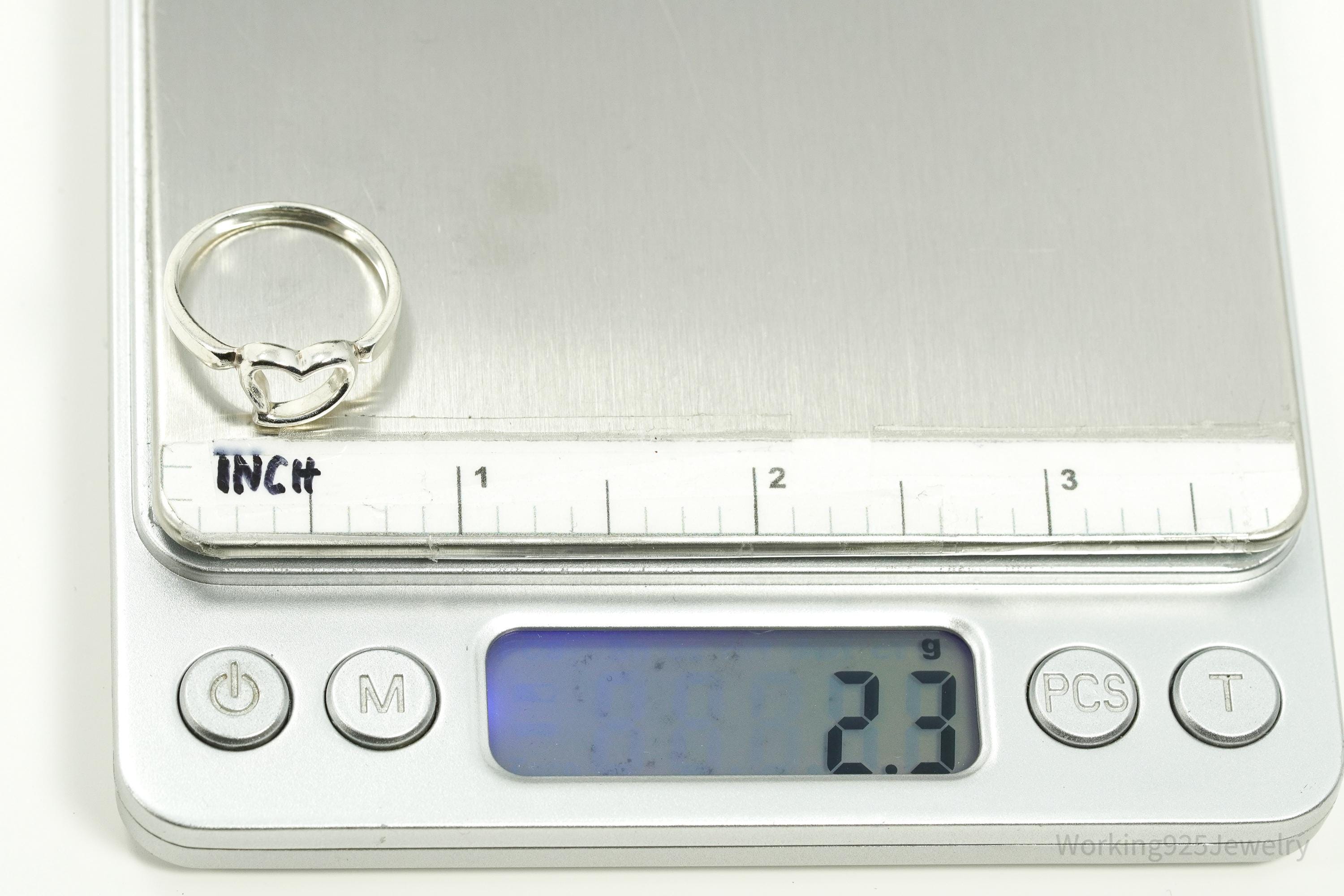 Vintage Heart Sterling Silver Ring - Size 7.5