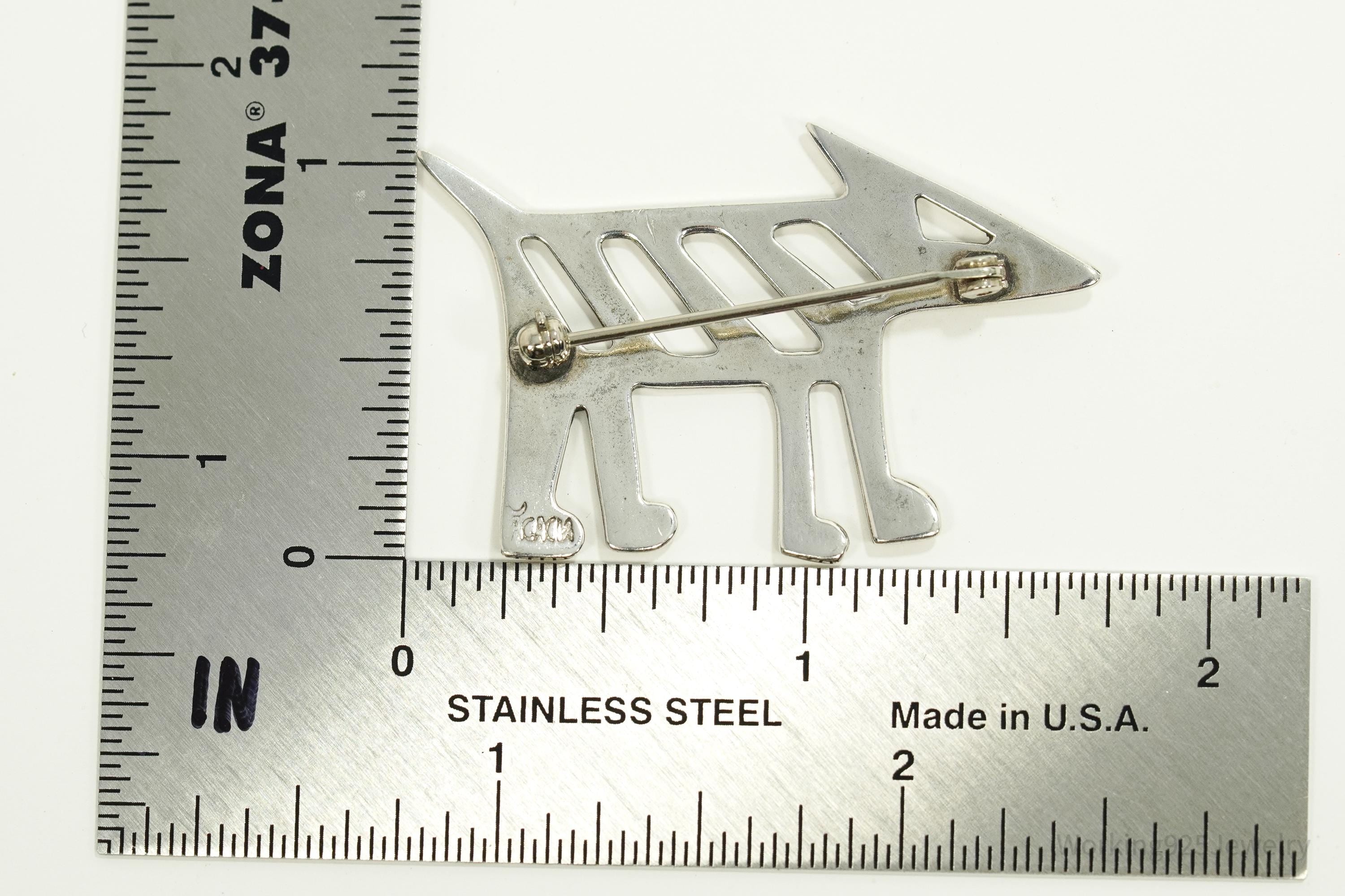Vintage Acacia Modernist Dog Silver Brooch Pin