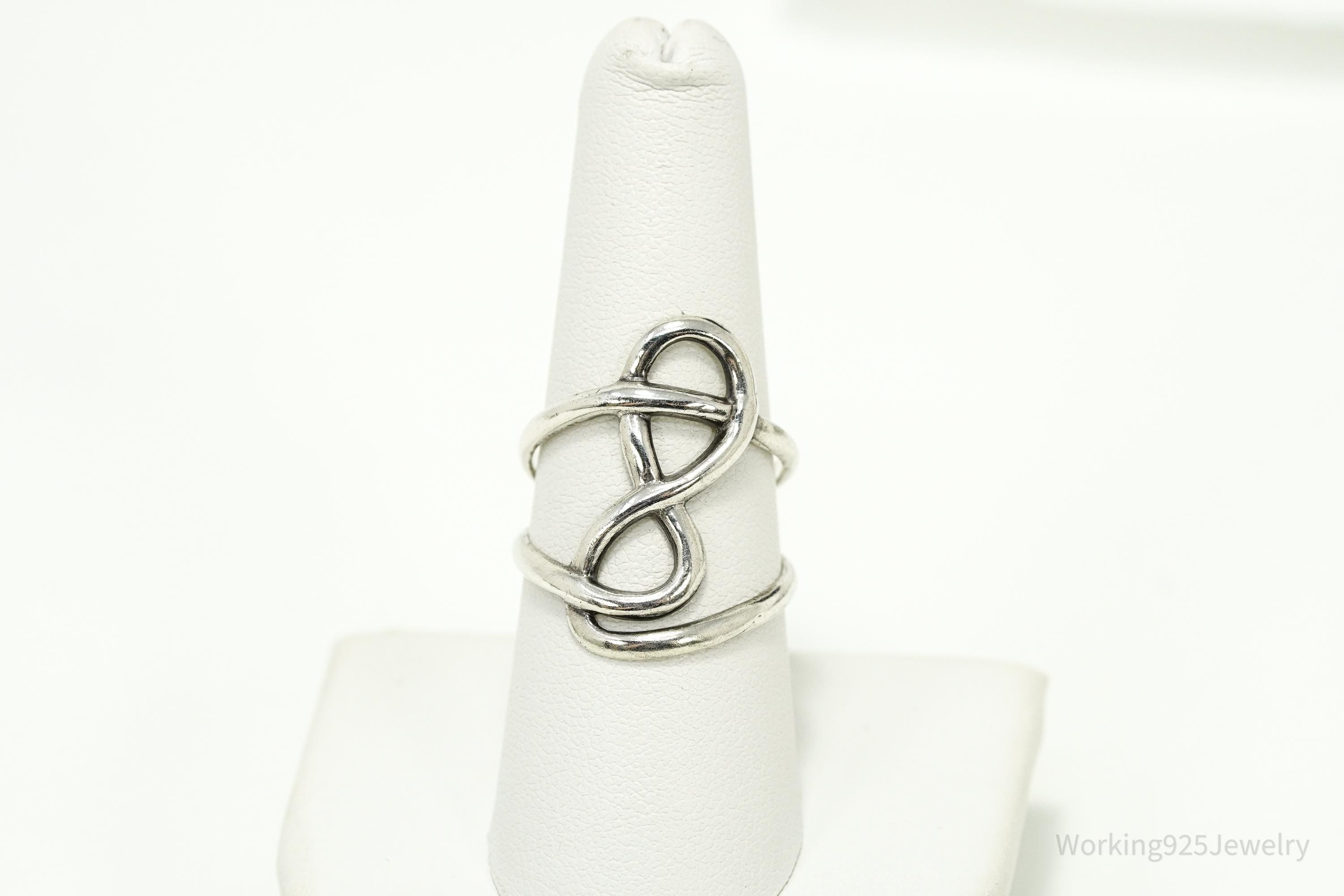 Vintage Knot Design Sterling Silver Ring - Size 8.25