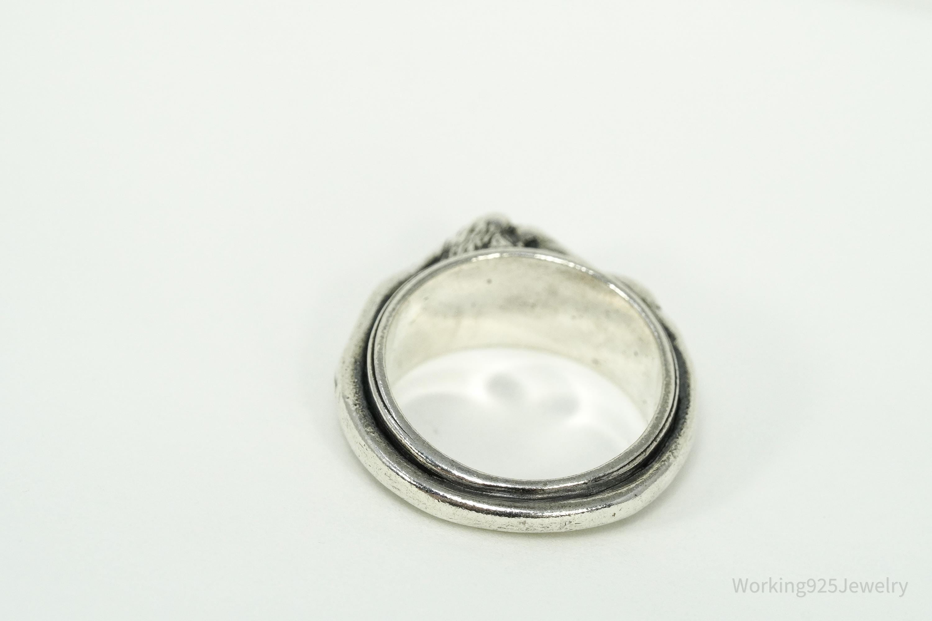 Vintage Kissing Couple Lovers Sex Sterling Silver Ring - Size 6.5