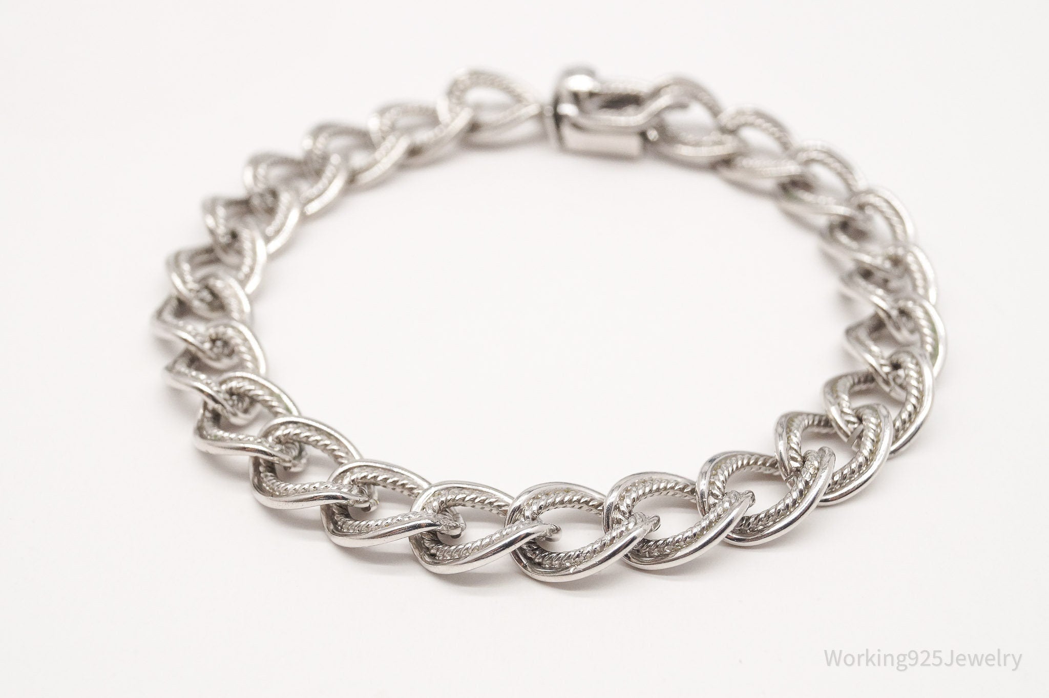 Antique Beau Sterling Silver Chain Bracelet - 7 5/8"