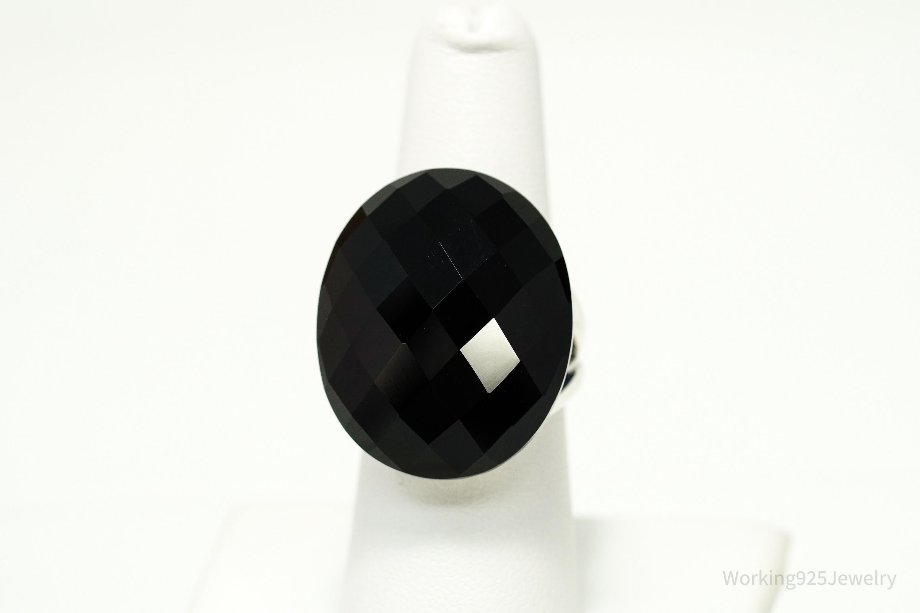 Vintage Whitney Kelly Large Black Onyx Sterling Silver Ring - Size 7