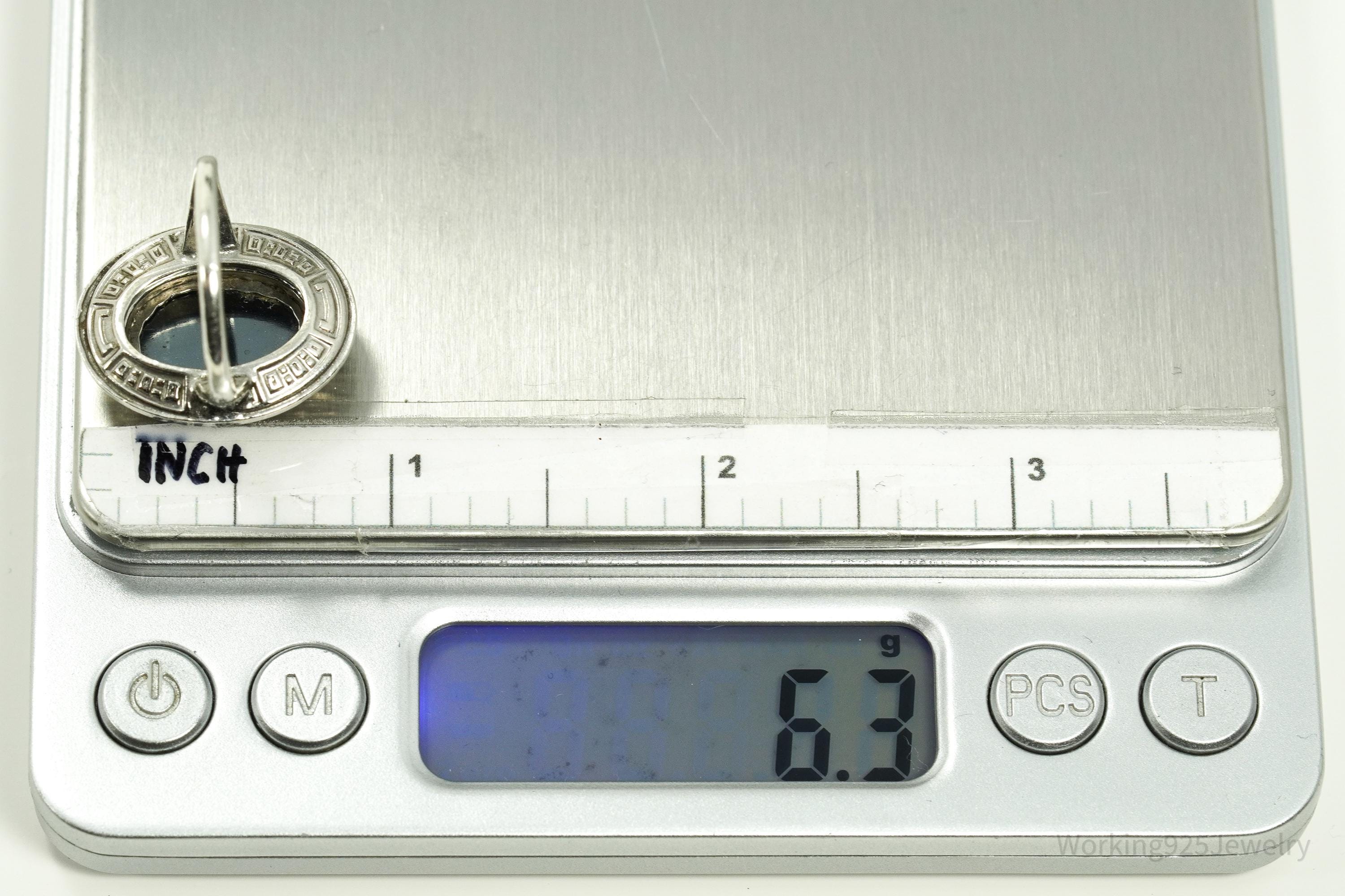 Antique Uncas MFG CO Hematite & Marcasite Sterling Silver Ring Size 6.75