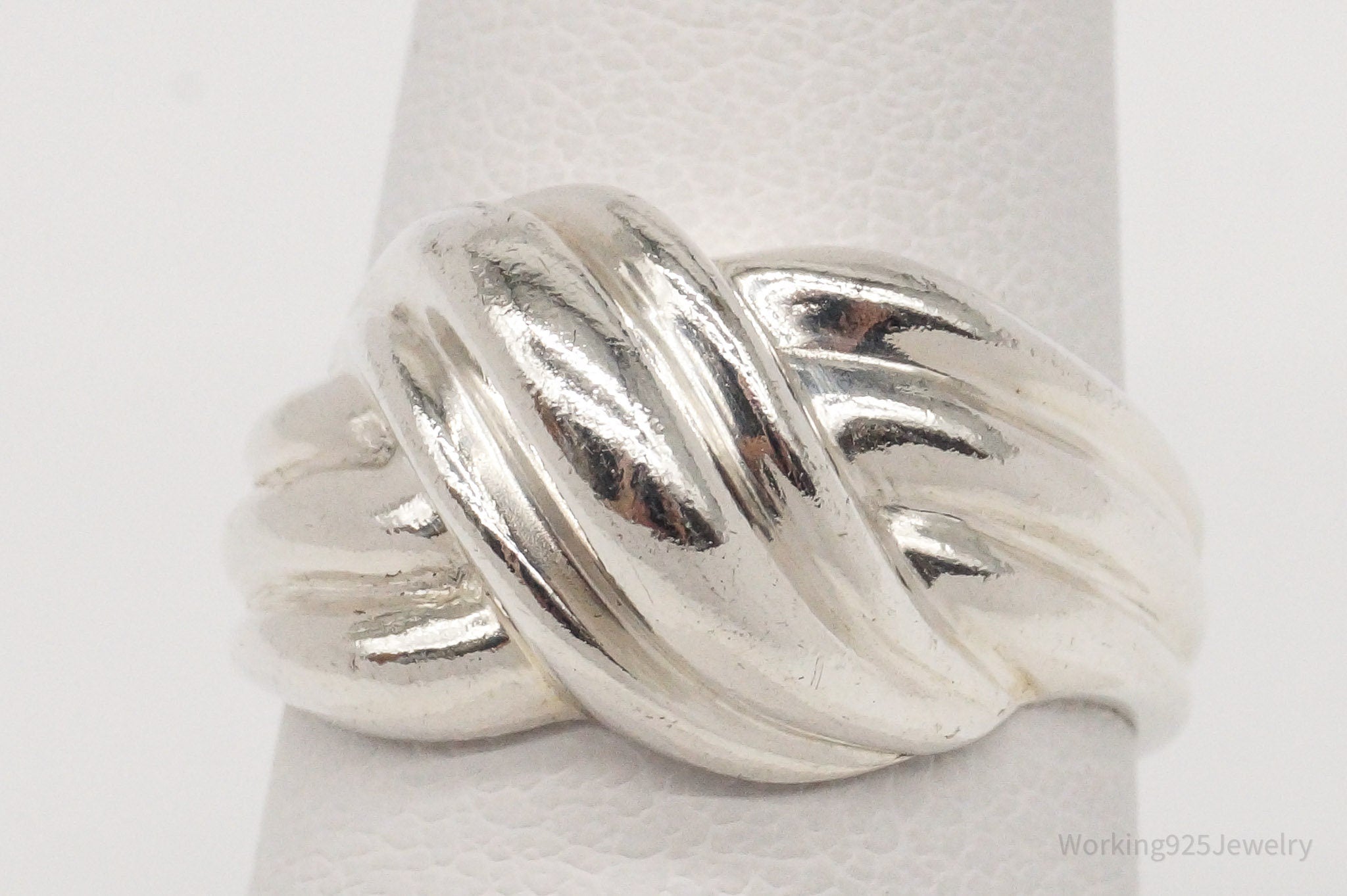 Vintage Modernist Puffy Style Sterling Silver Ring - Size 6