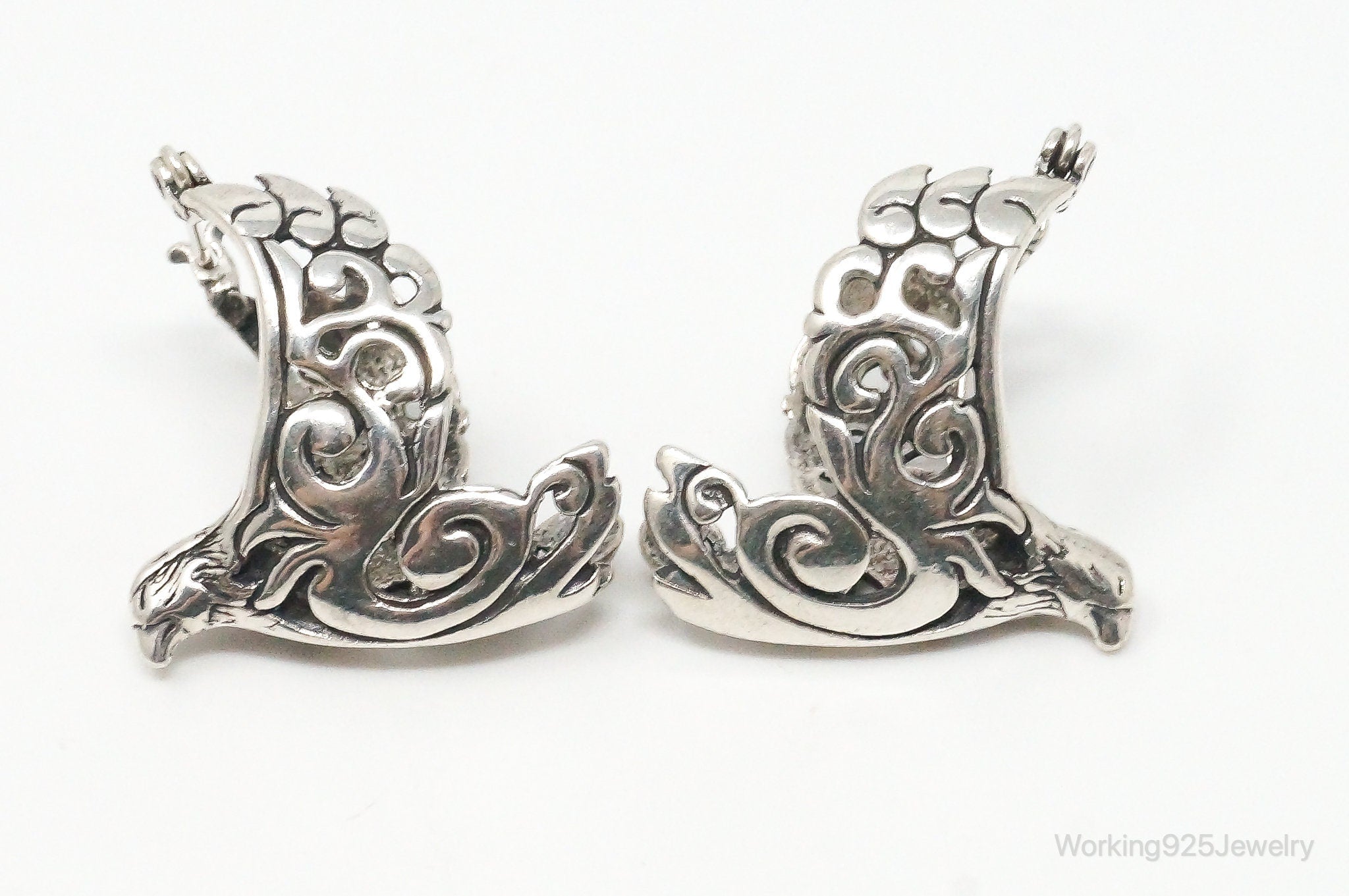 Vintage Native American Shube's Manufacturing Inc Sterling Silver Bird Earrings