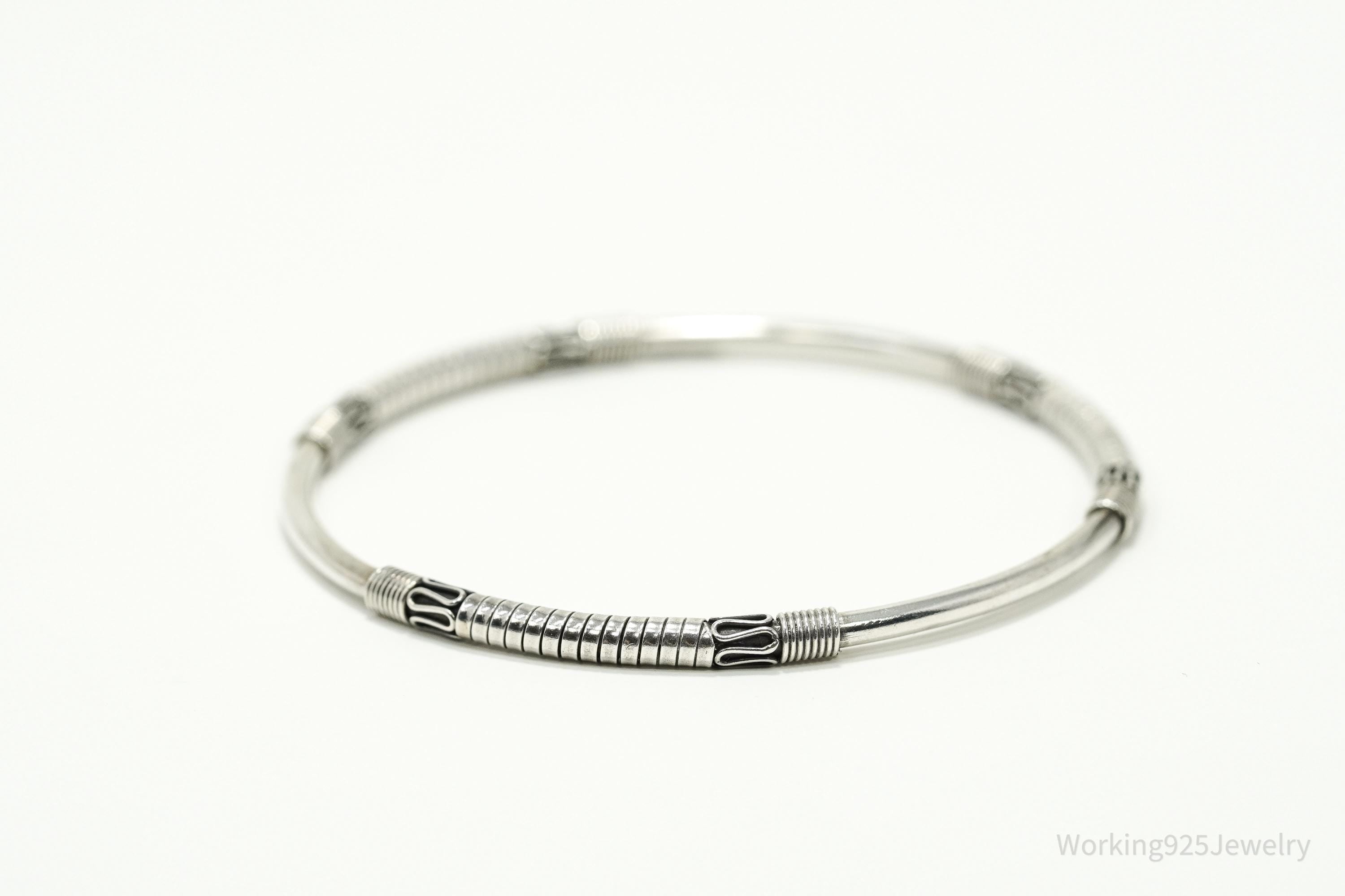 Vintage Designer BA Suarti Sterling Silver Bangle Bracelet 7 7/8"