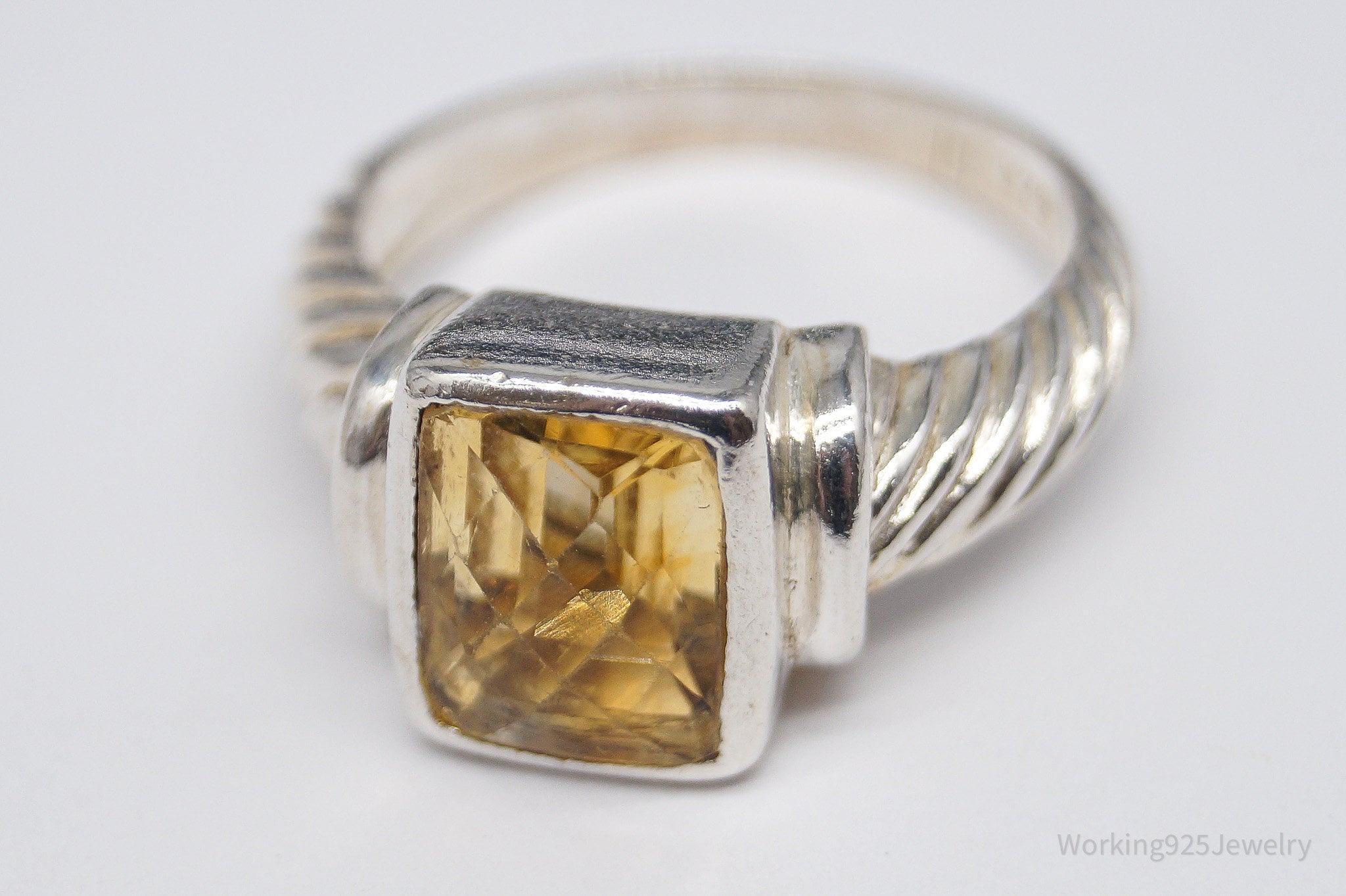Vintage Citrine Sterling Silver Ring - Size 8.75